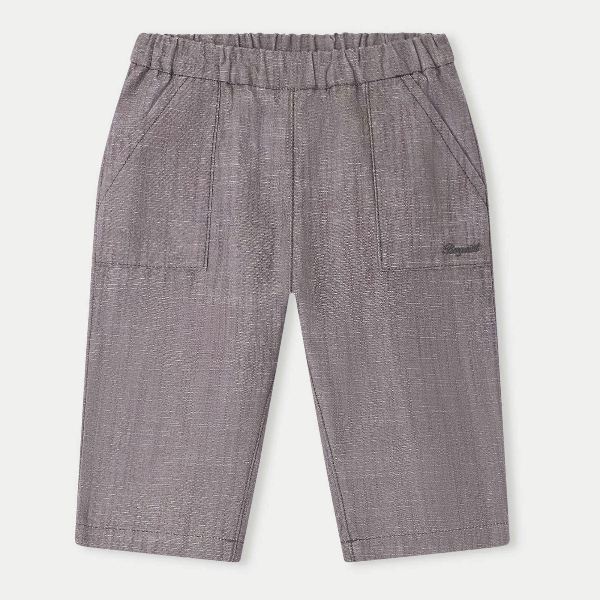 Baby Boys & Girls Grey Cotton Trousers