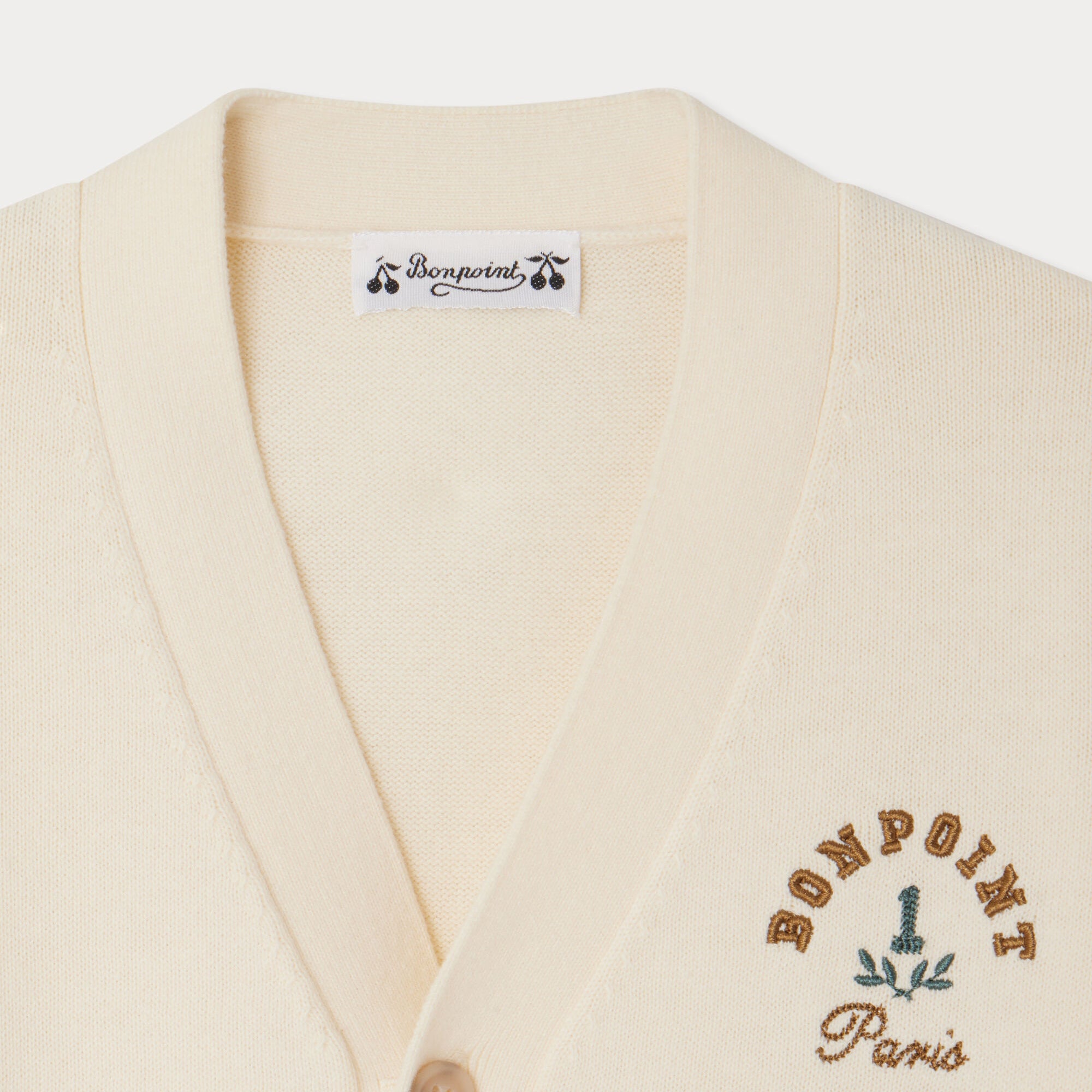 Boys White Embroidered Logo Cotton Cardigan