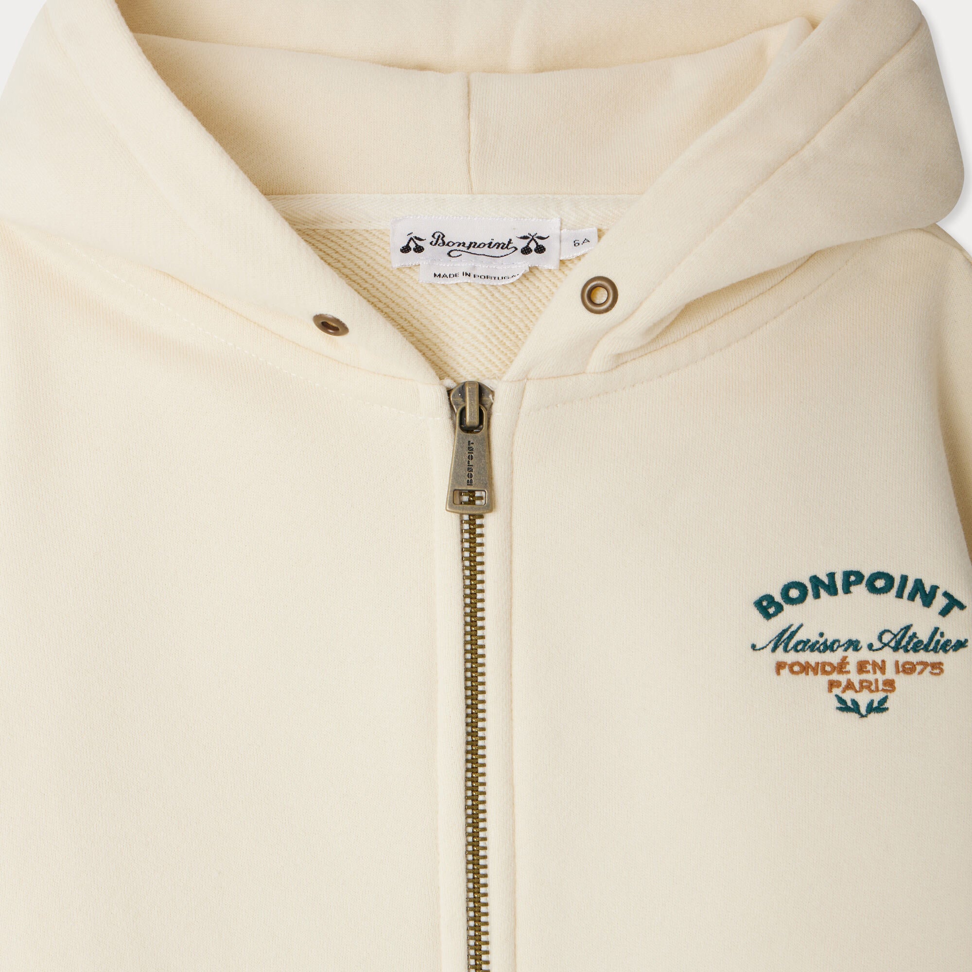 Boys Ivory Cotton Zip-Up Top