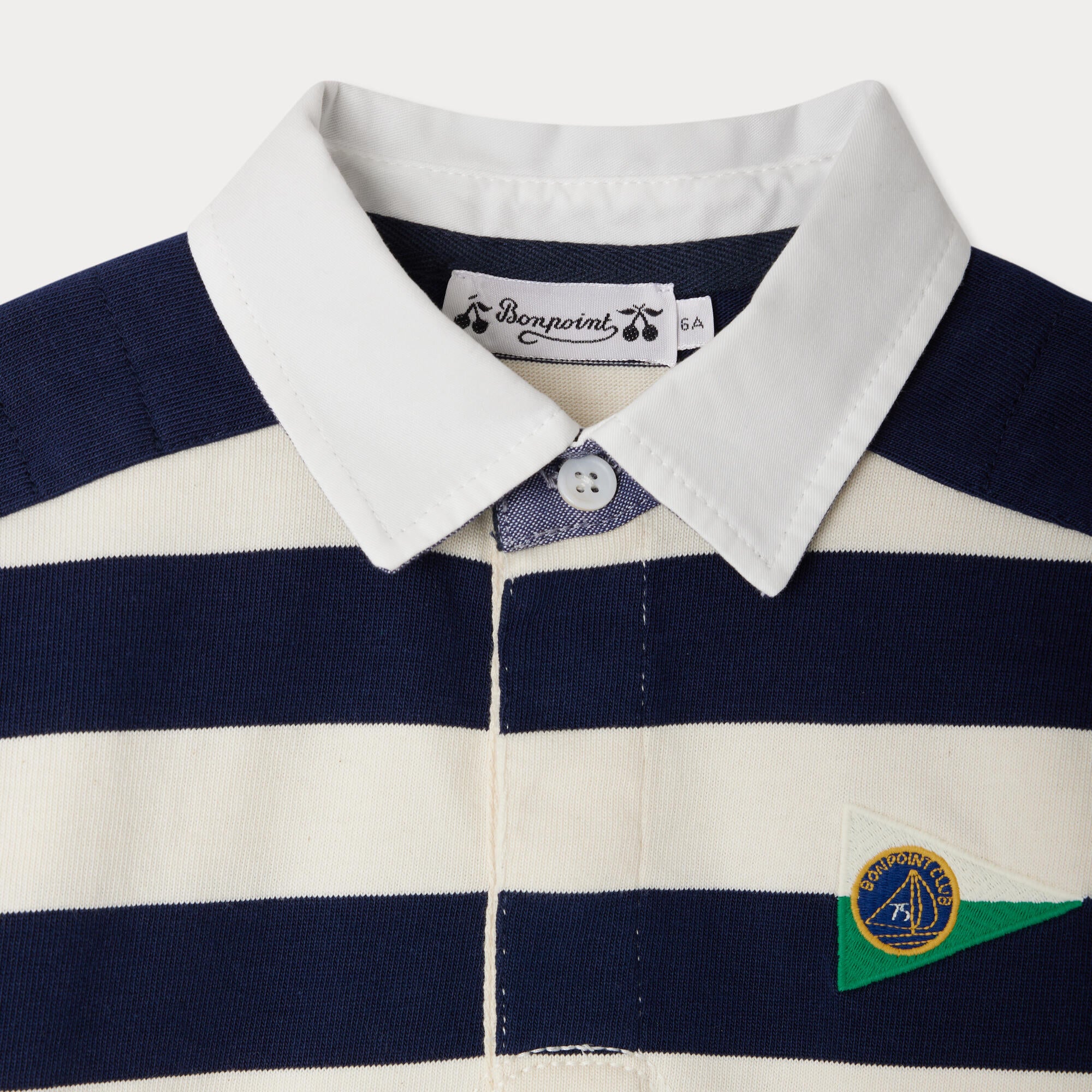 Boys Navy Stripes Cotton Polo Shirt