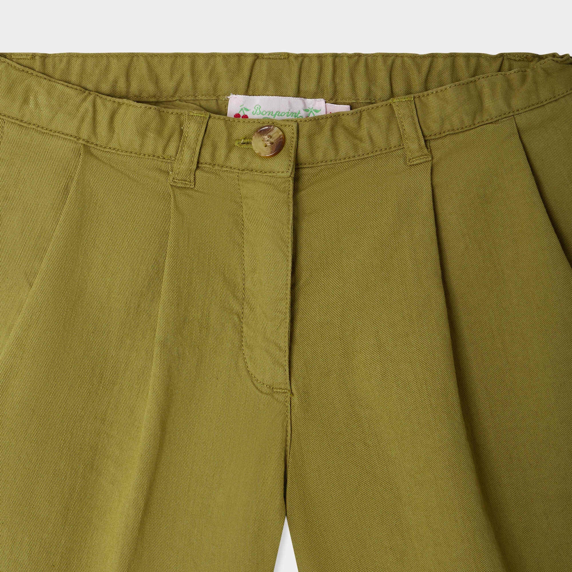 Girls Green Cotton Shorts