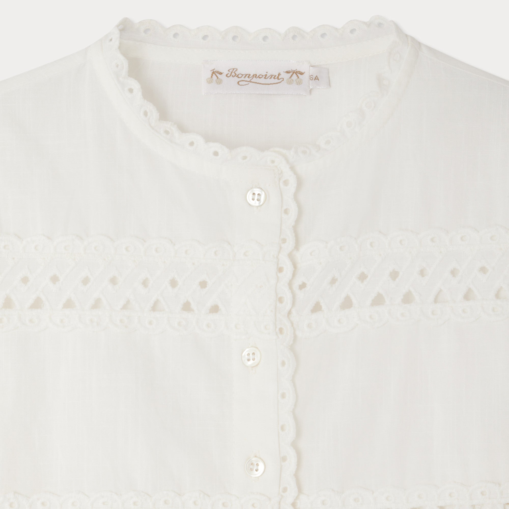 Girls White Embroidered Cotton Blouse