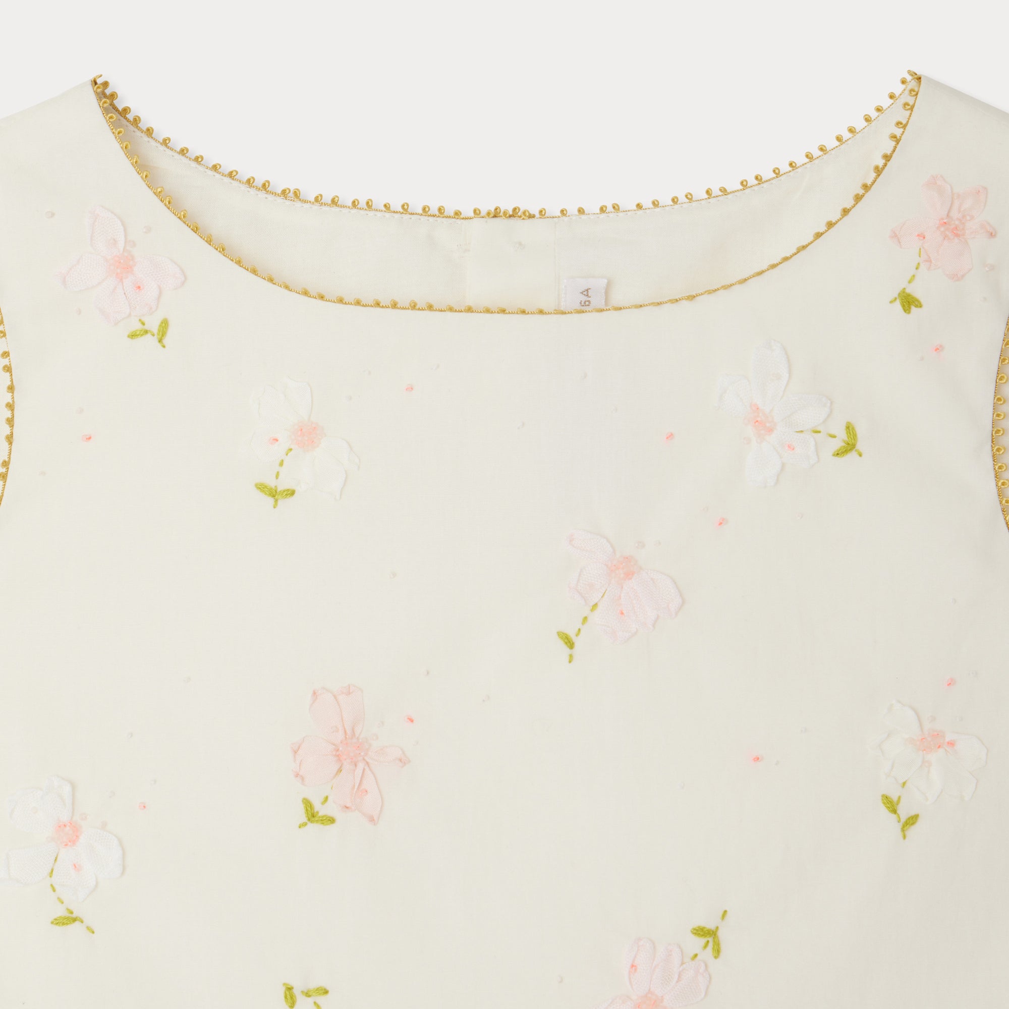 Girls Ivory Embroidered Cotton Dress