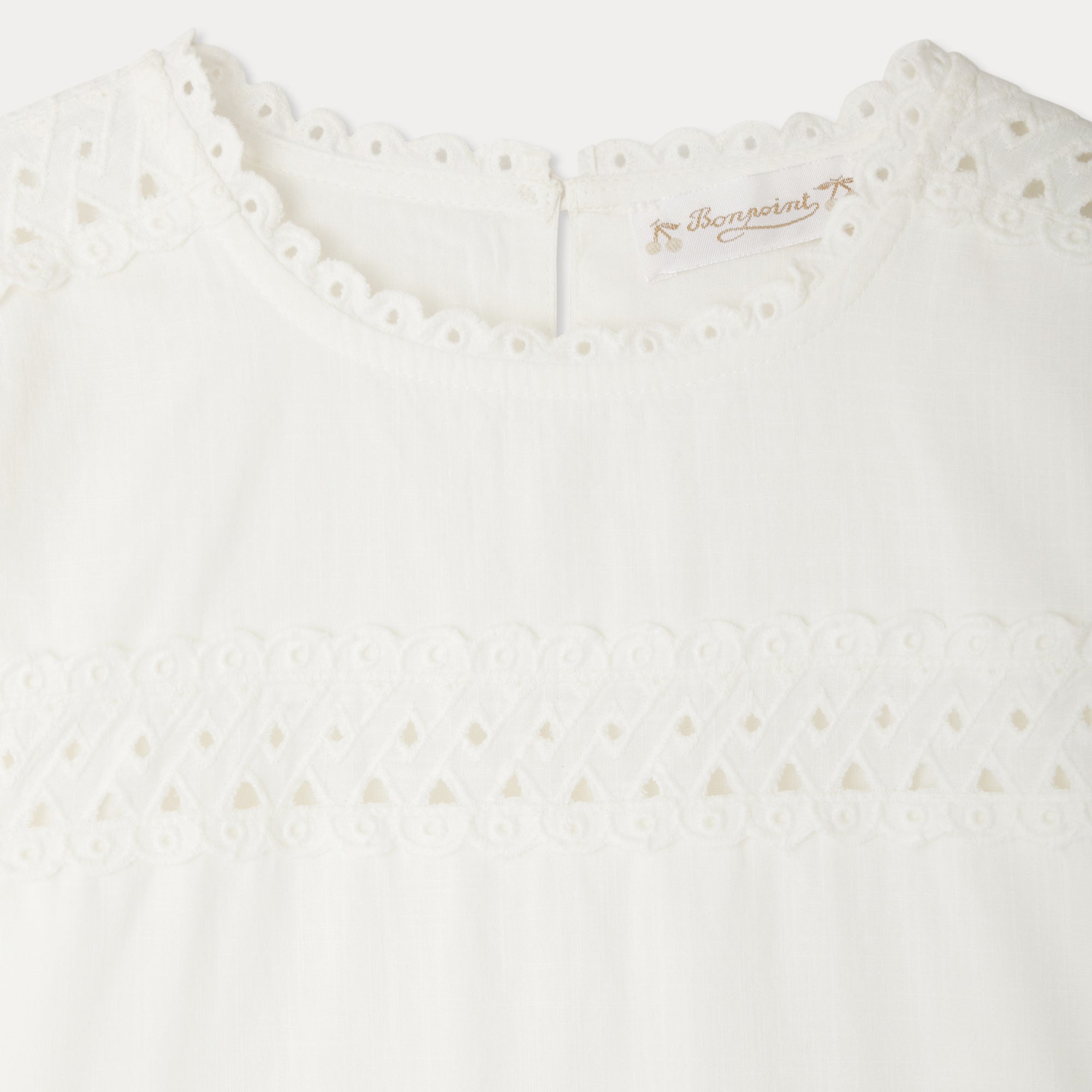 Girls White Embroidered Cotton Dress