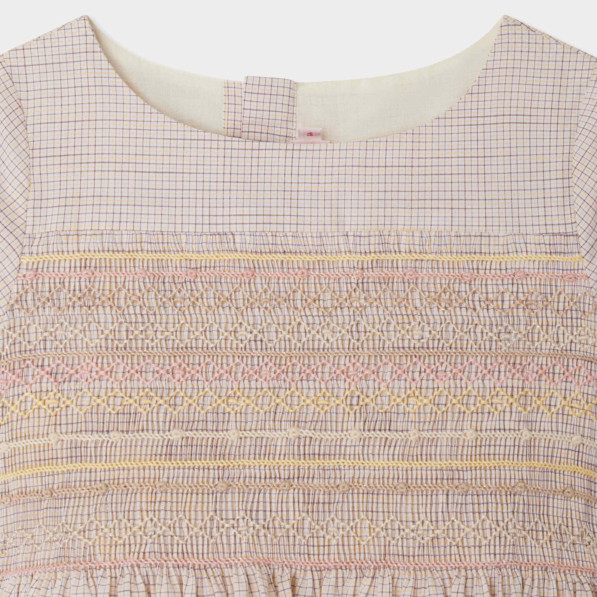 Girls Pink Check Cotton Dress
