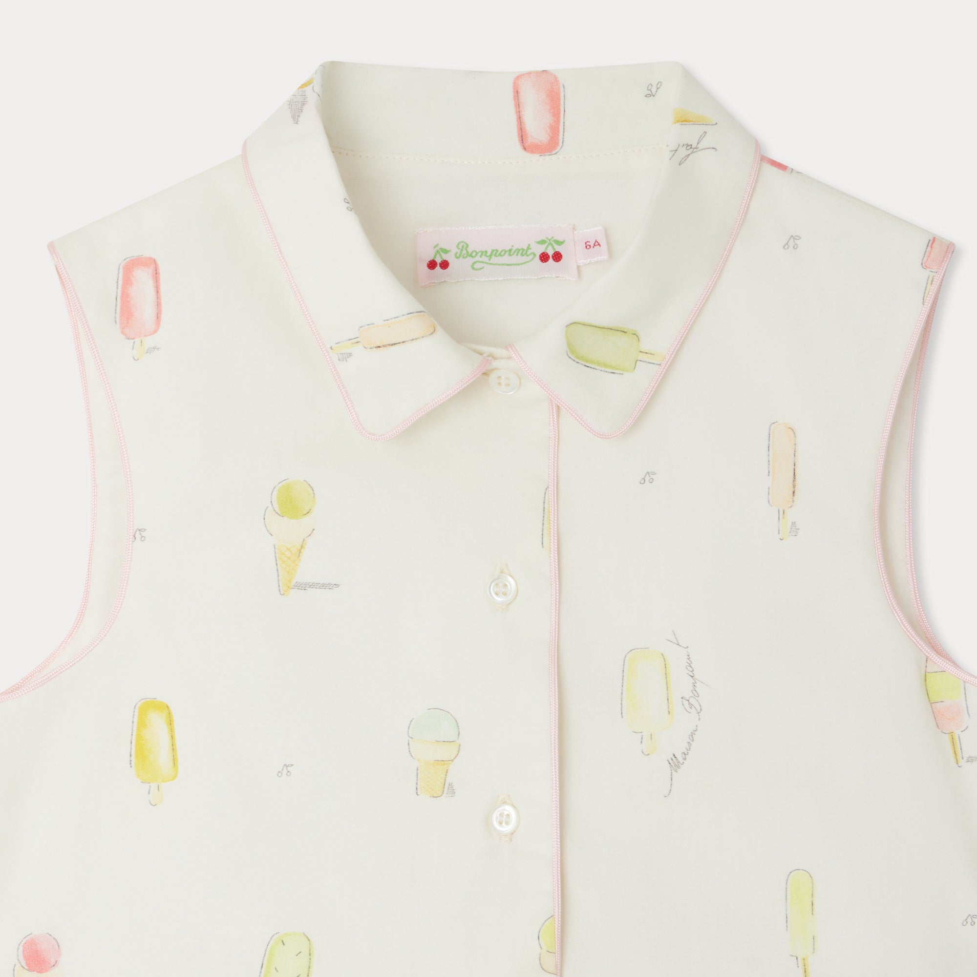 Girls Ivory Printed Cotton Dress