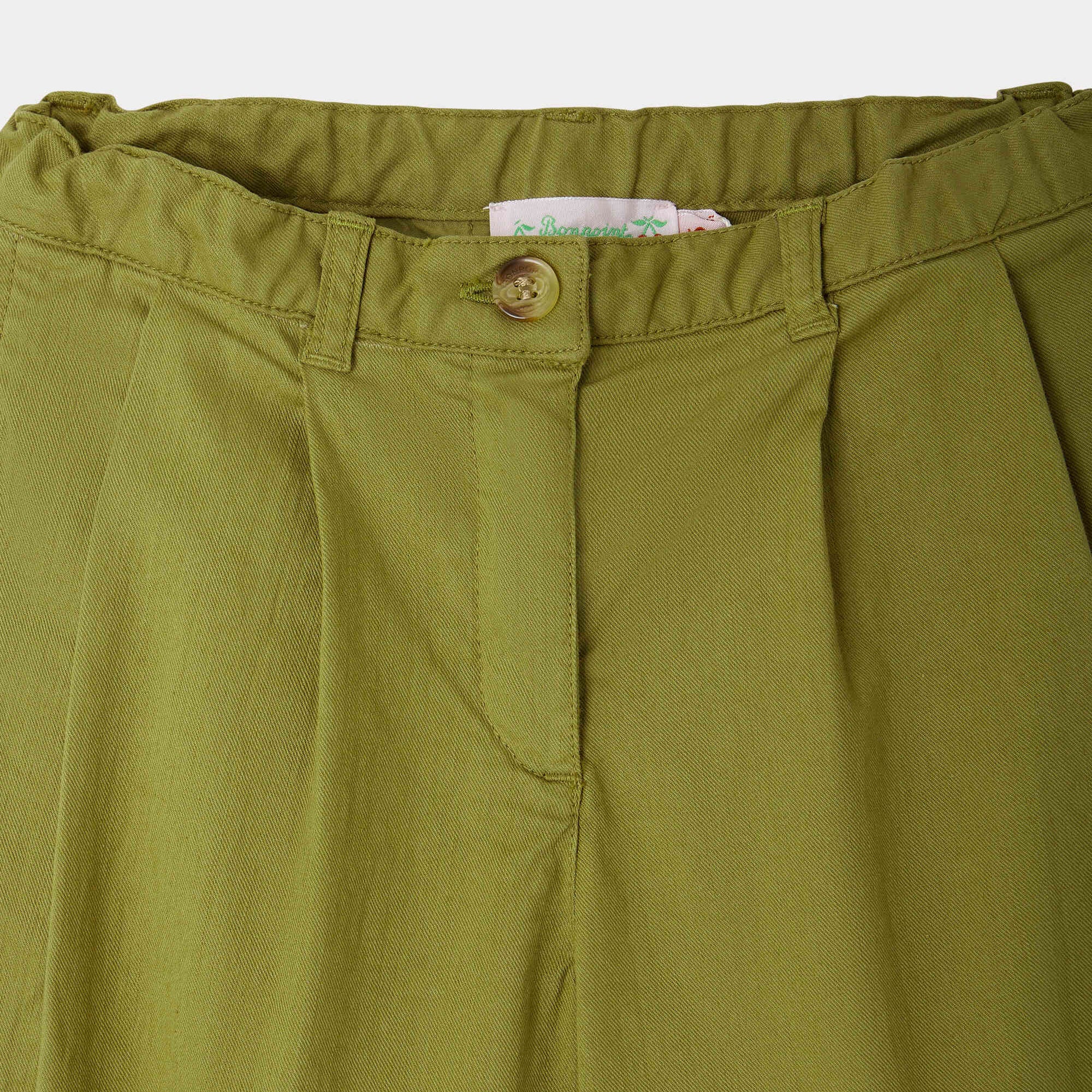 Girls Green Cotton Trousers