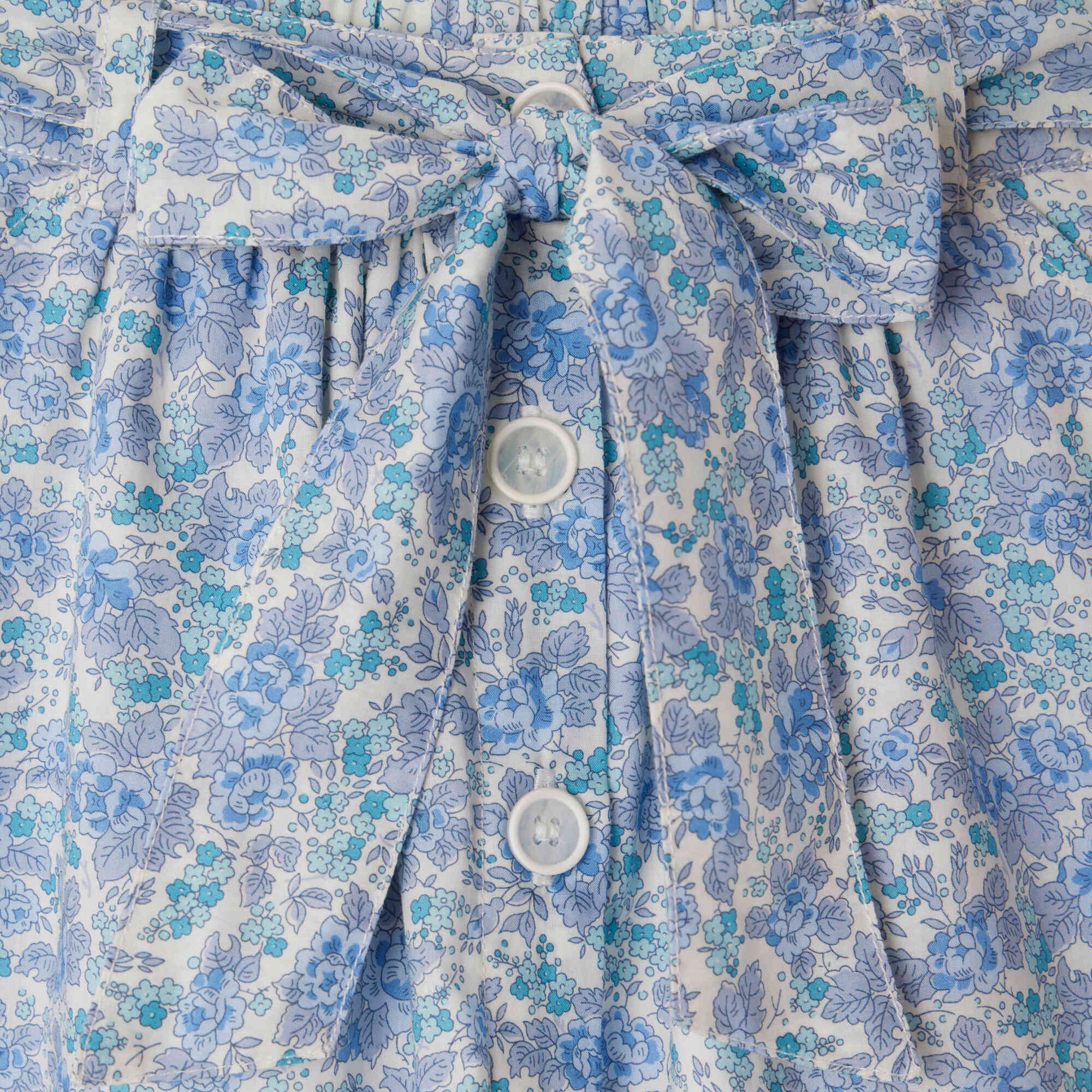 Girls Blue Floral Cotton Skirt
