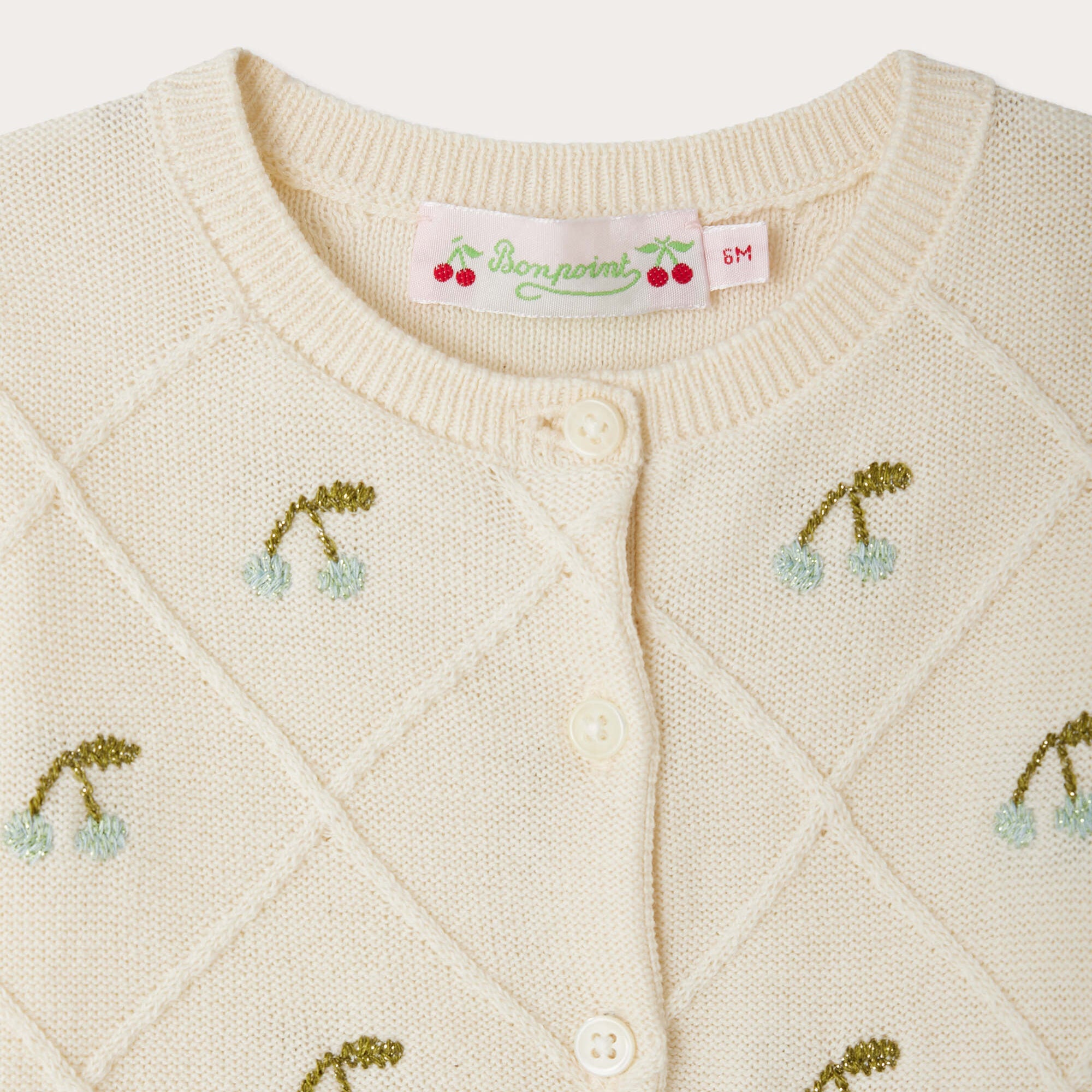 Baby Girls Ivory Embroidered Cotton Cardigan