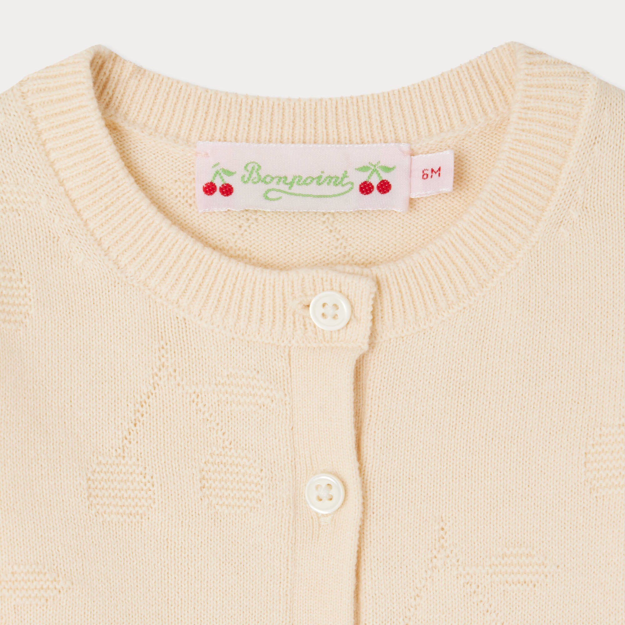 Baby Girls Ivory Jacquard Cotton Cardigan