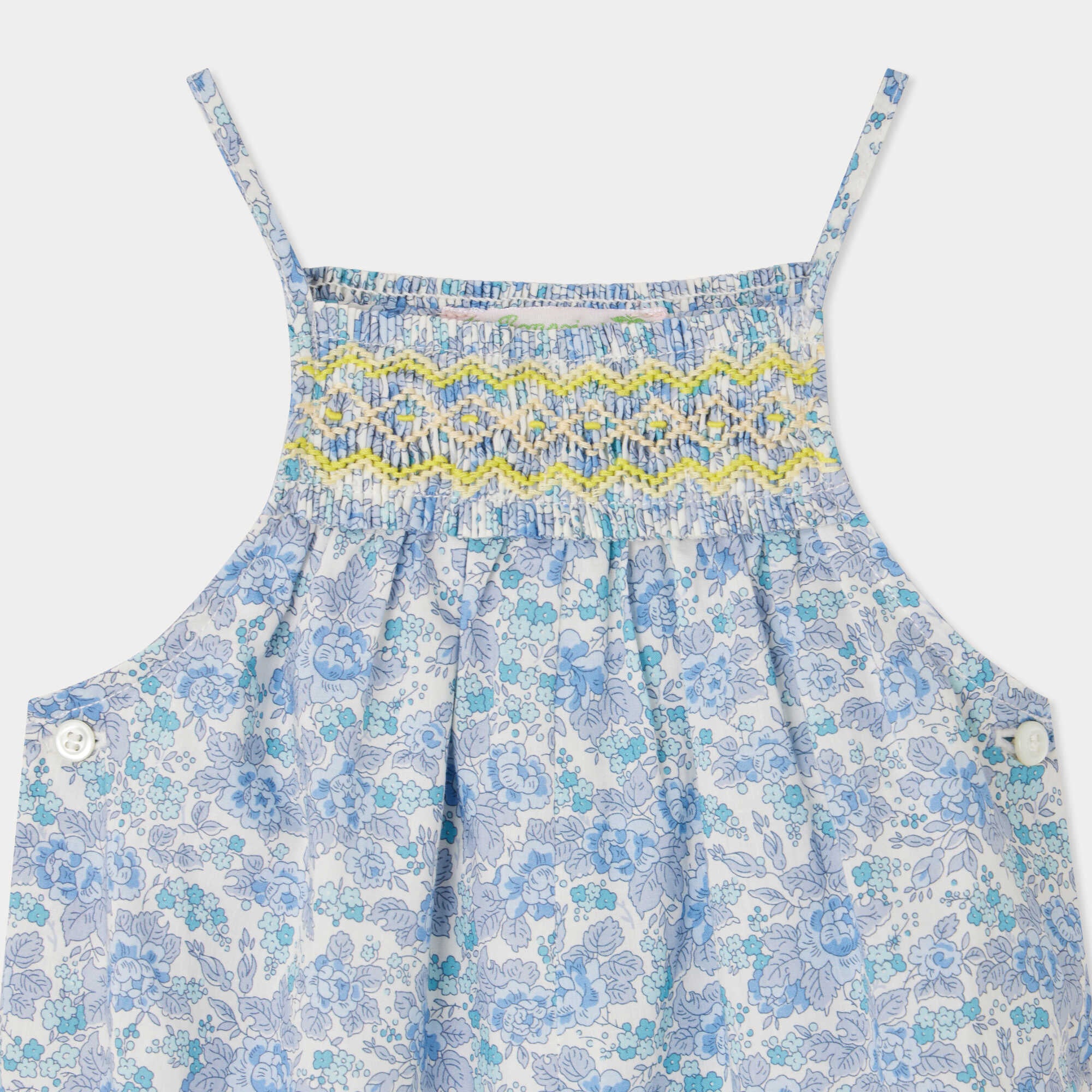Baby Girls Blue Floral Cotton Jumpsuit