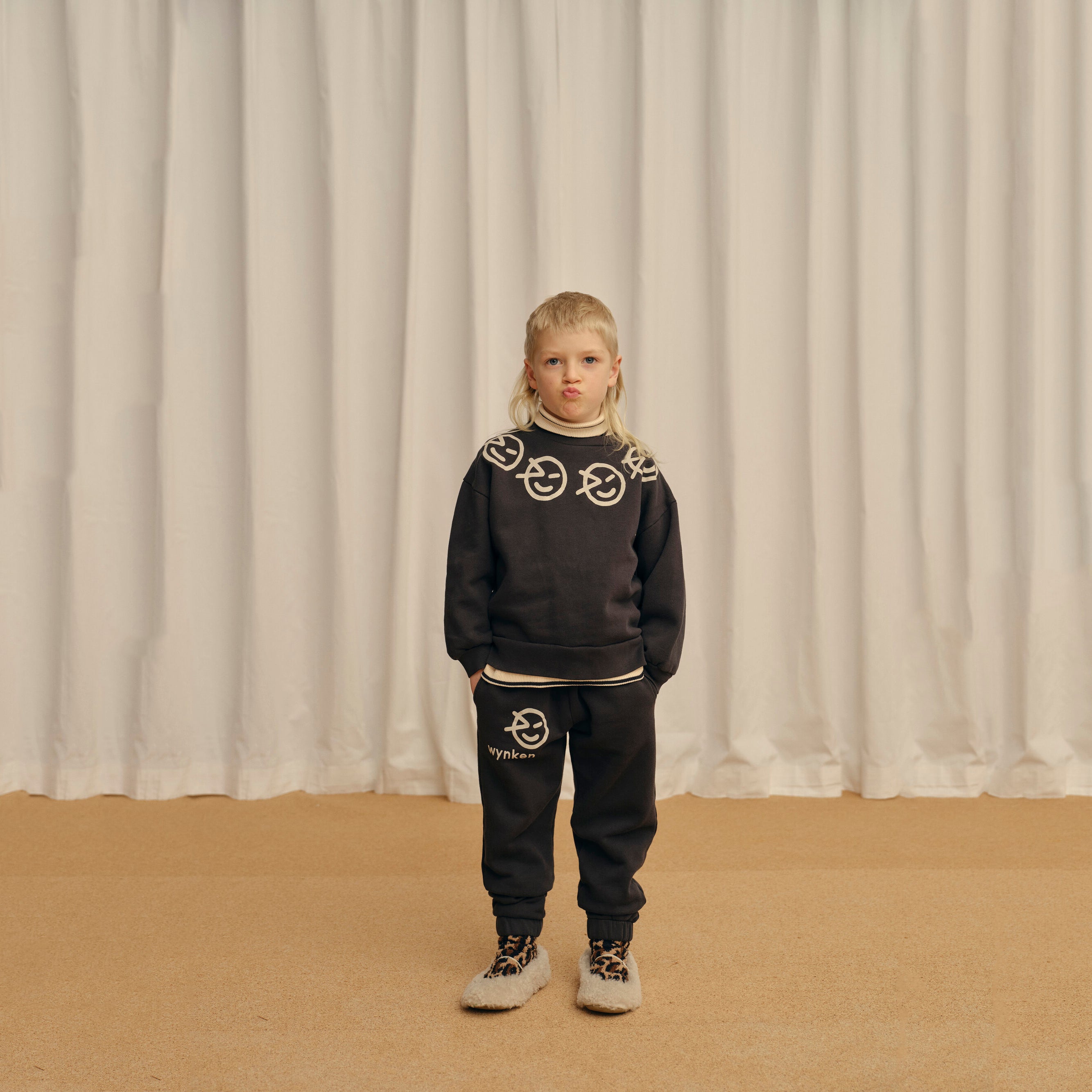 Boys & Girls Black Logo Cotton Trousers