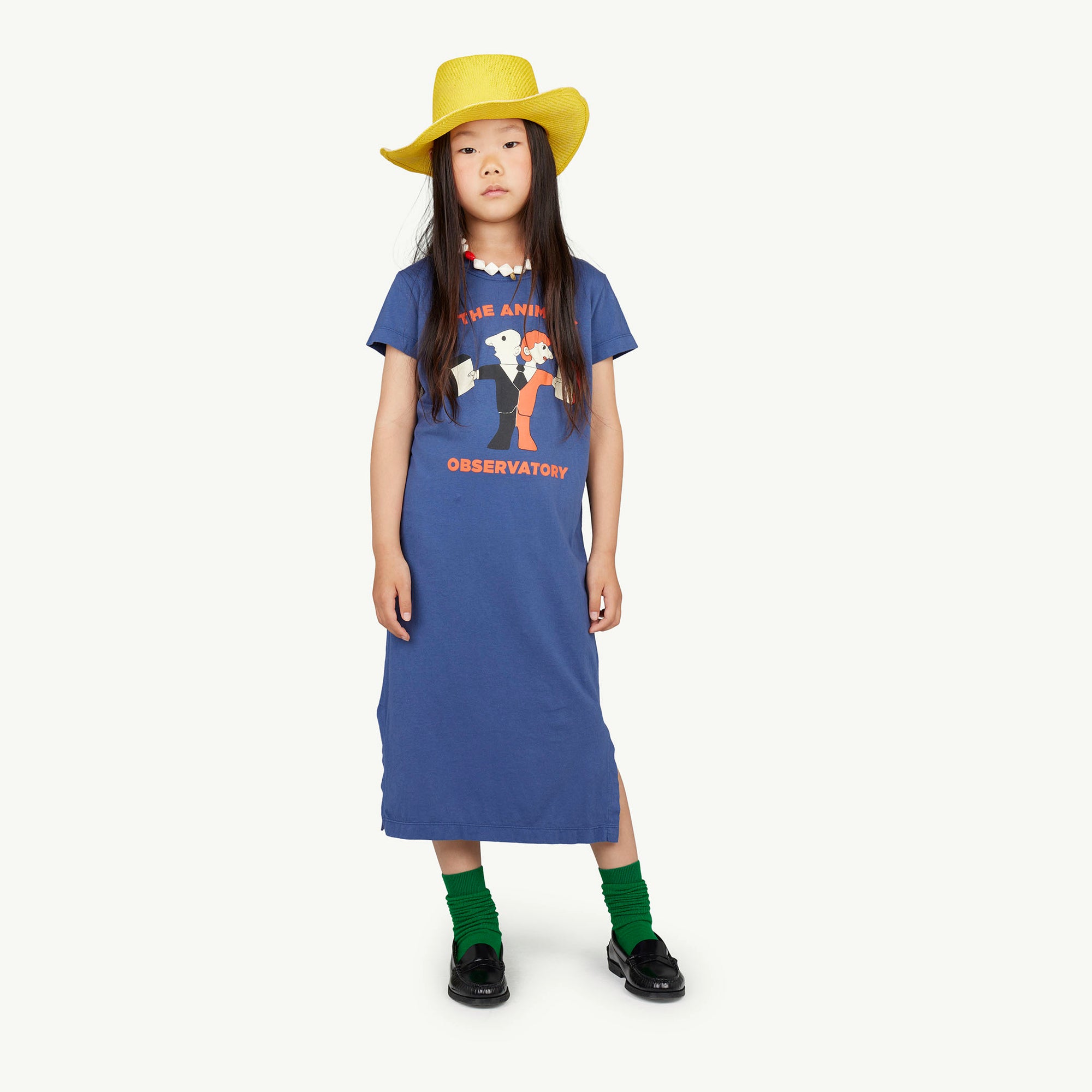 Girls Blue Printed Cotton Dress