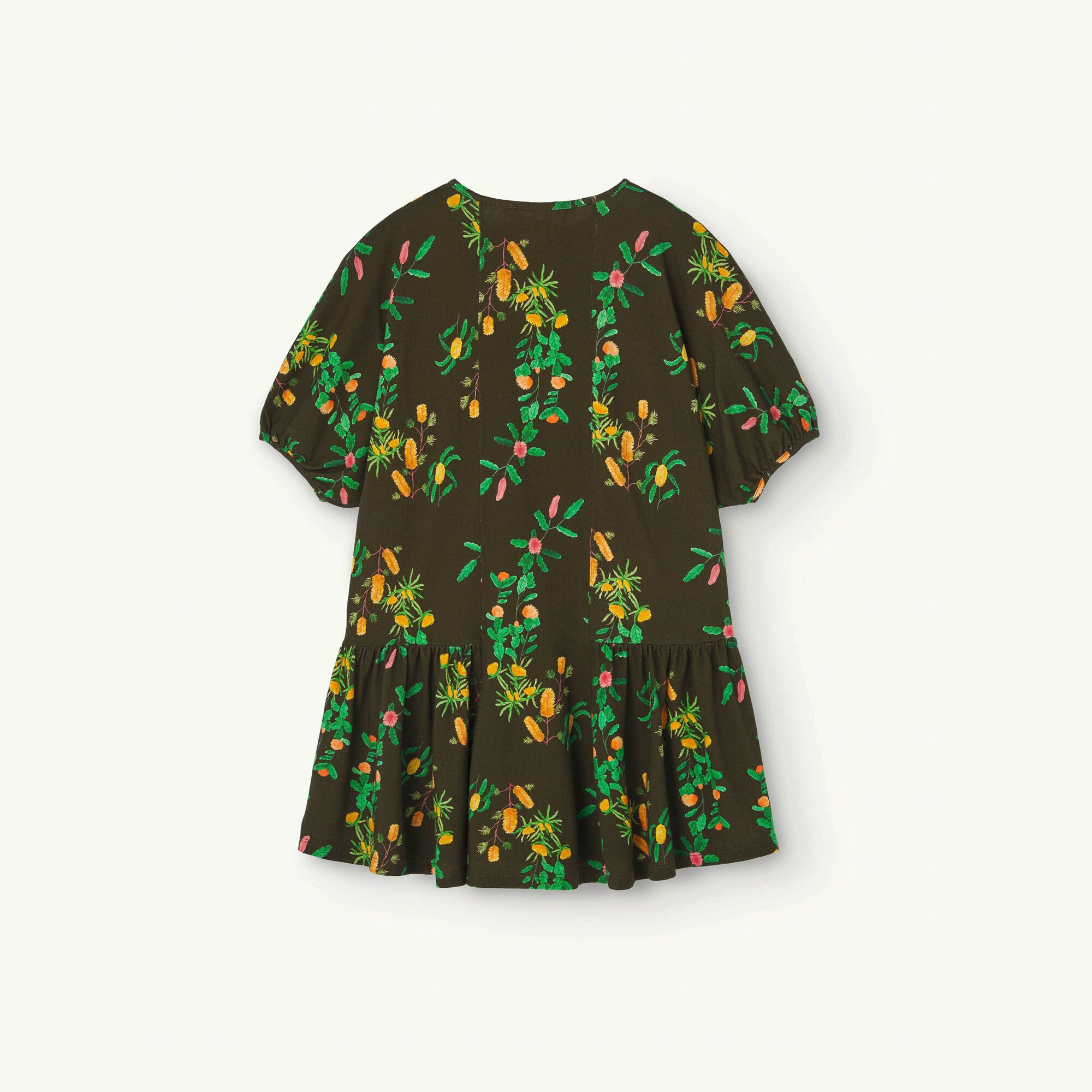 Girls Dark Brown Flower Cotton Dress