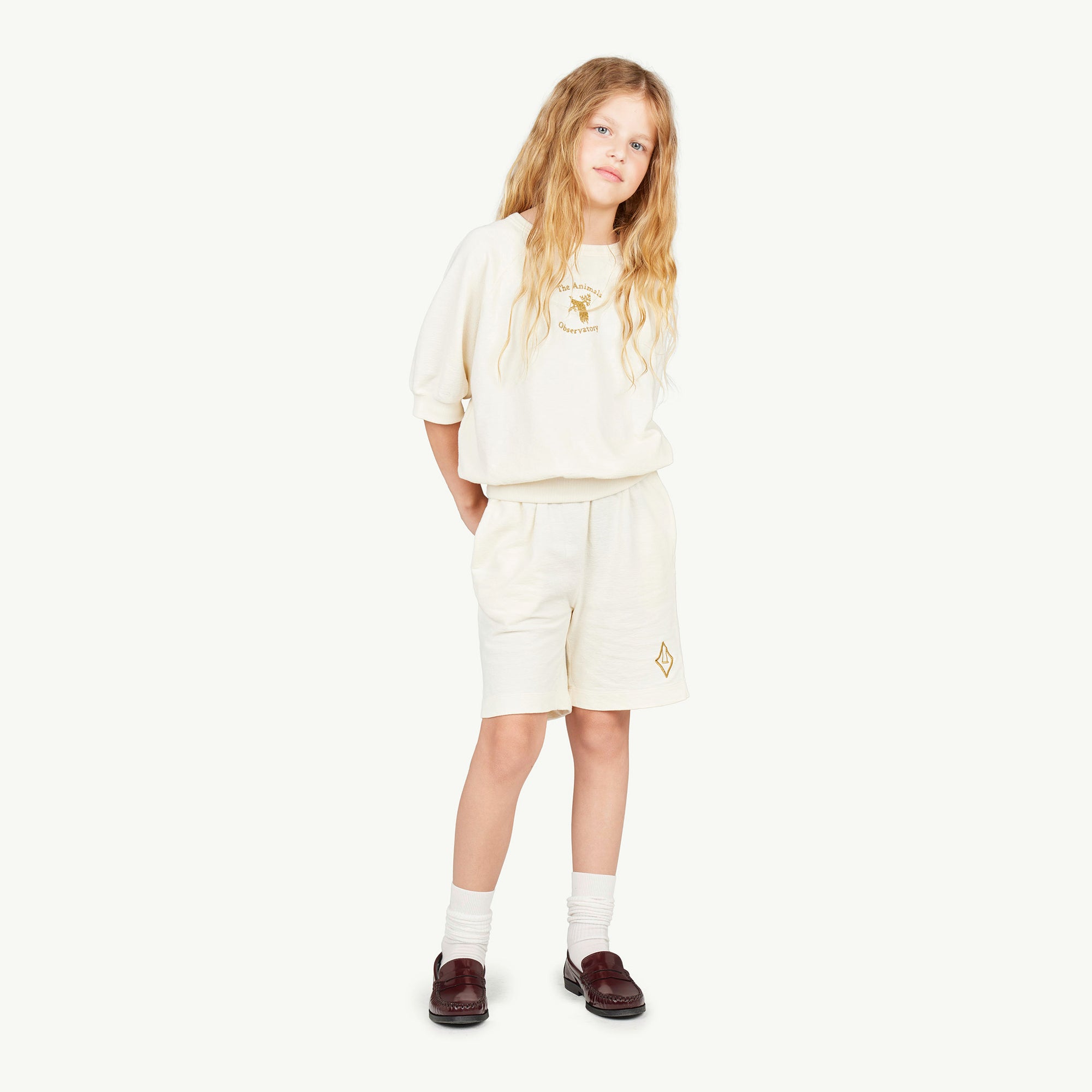 Boys & Girls White Cotton Shorts