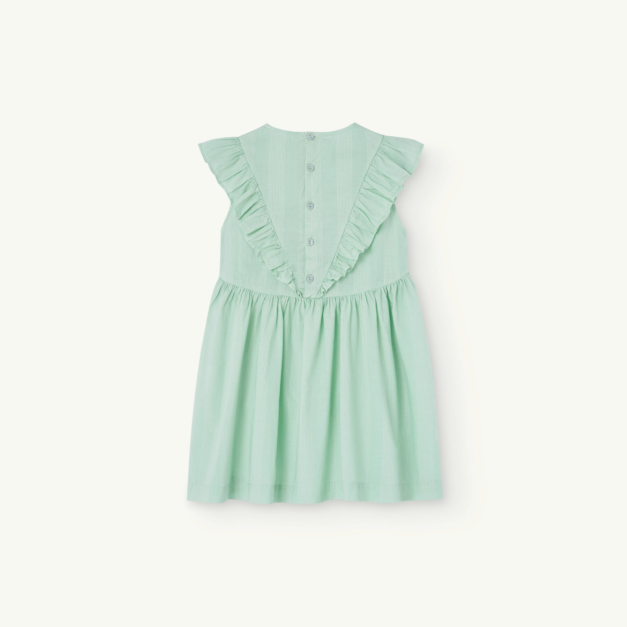 Girls Pale Green Stripes Cotton Dress