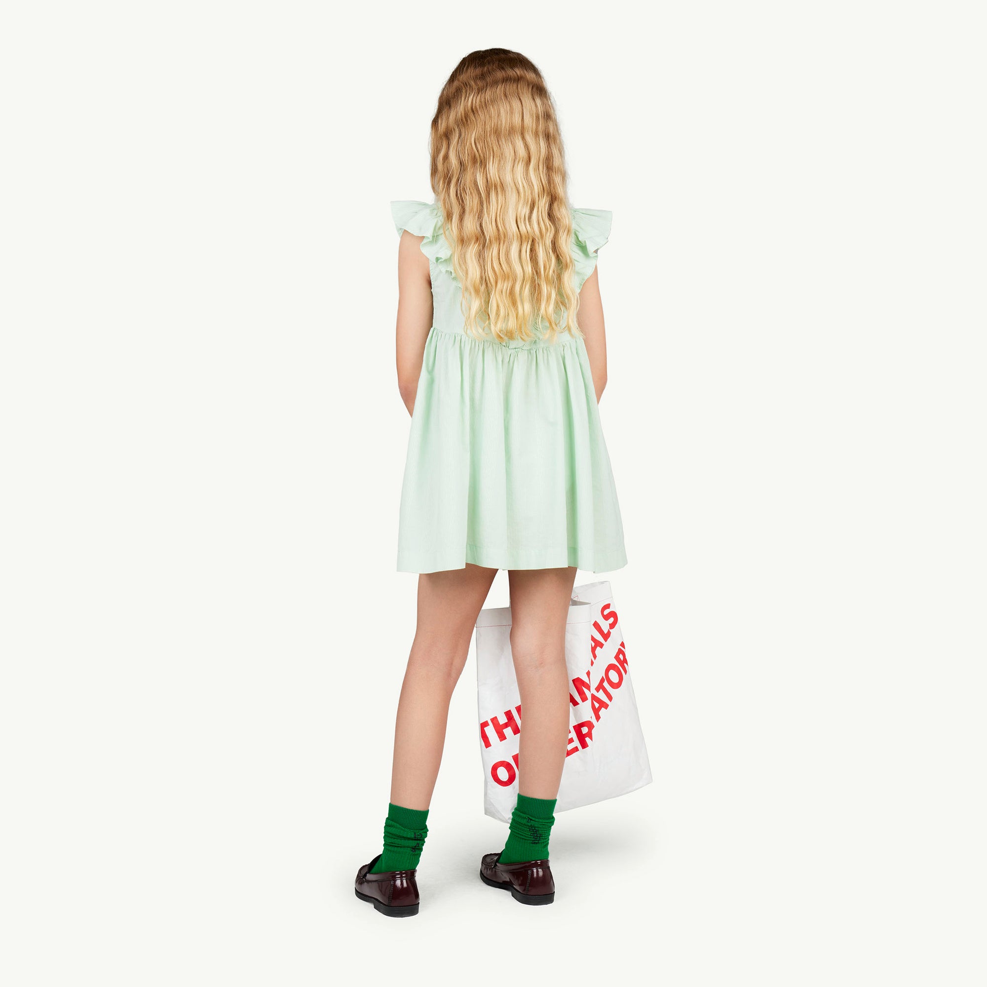 Girls Pale Green Stripes Cotton Dress