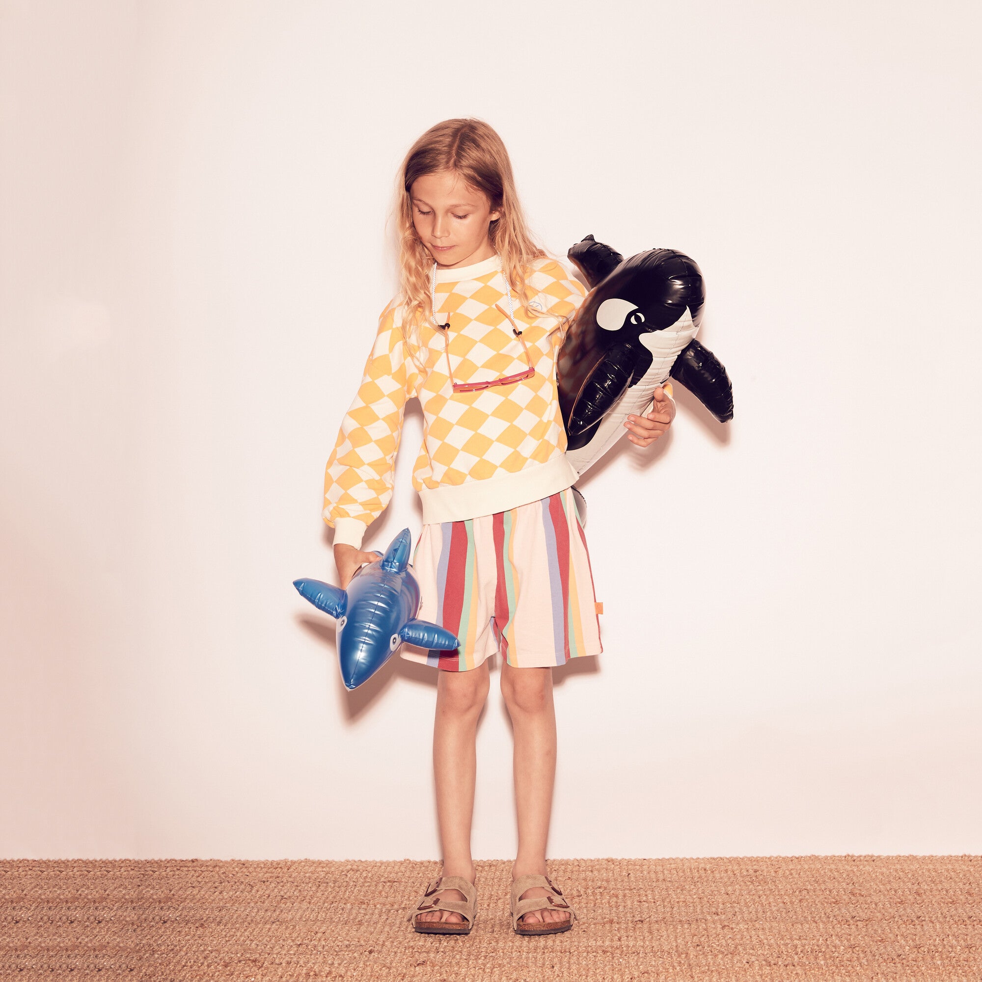 Boys & Girls Multicolor Stripes Cotton Shorts