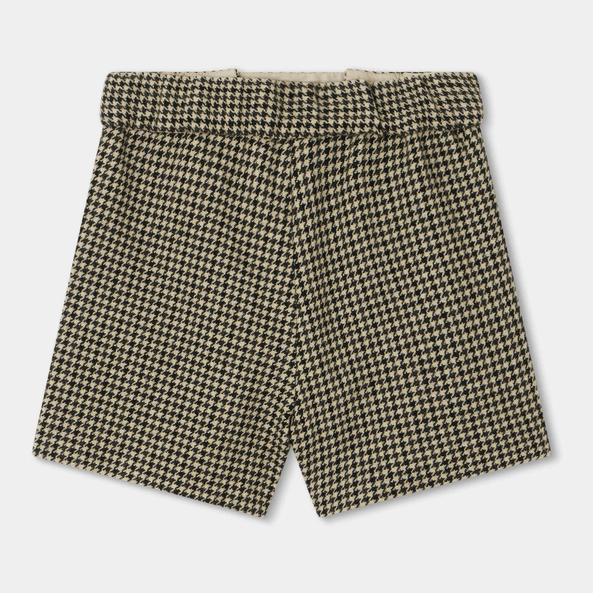 Girls Beige Check Wool Shorts