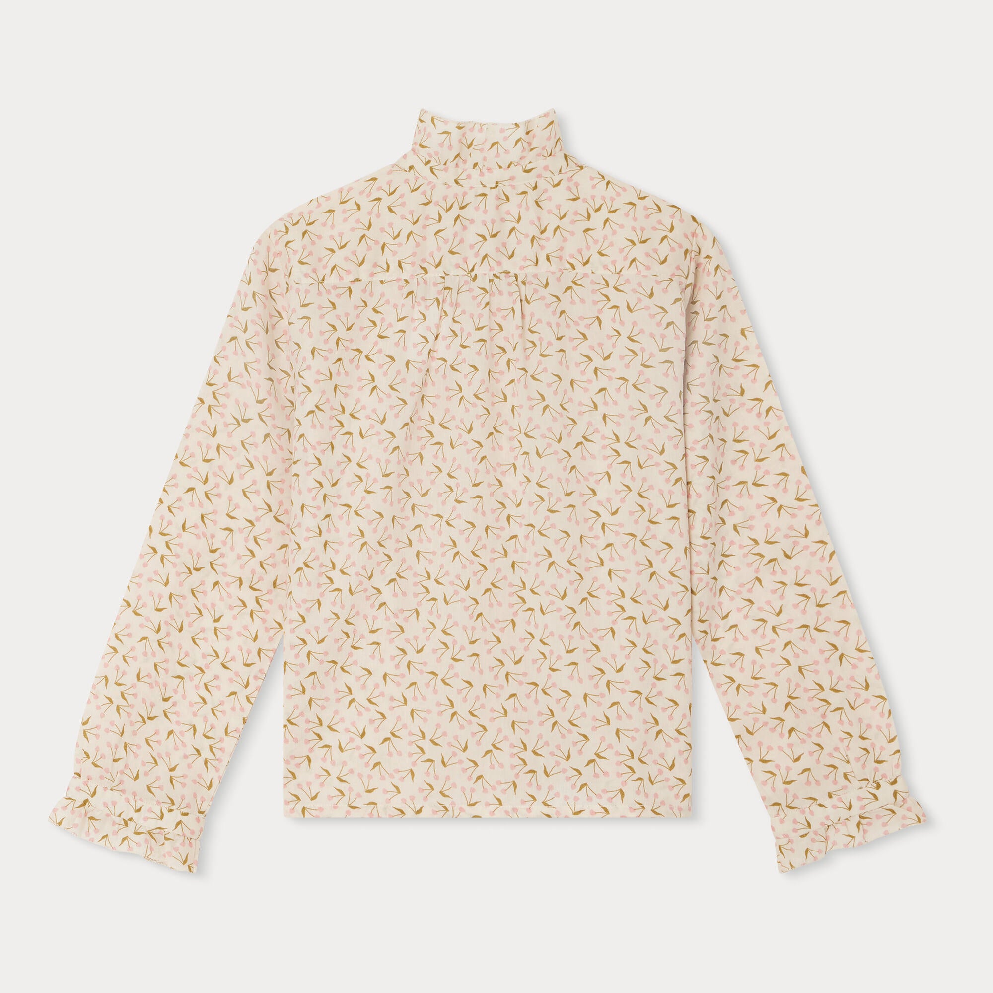 Girls Light Pink Floral Cotton Shirt