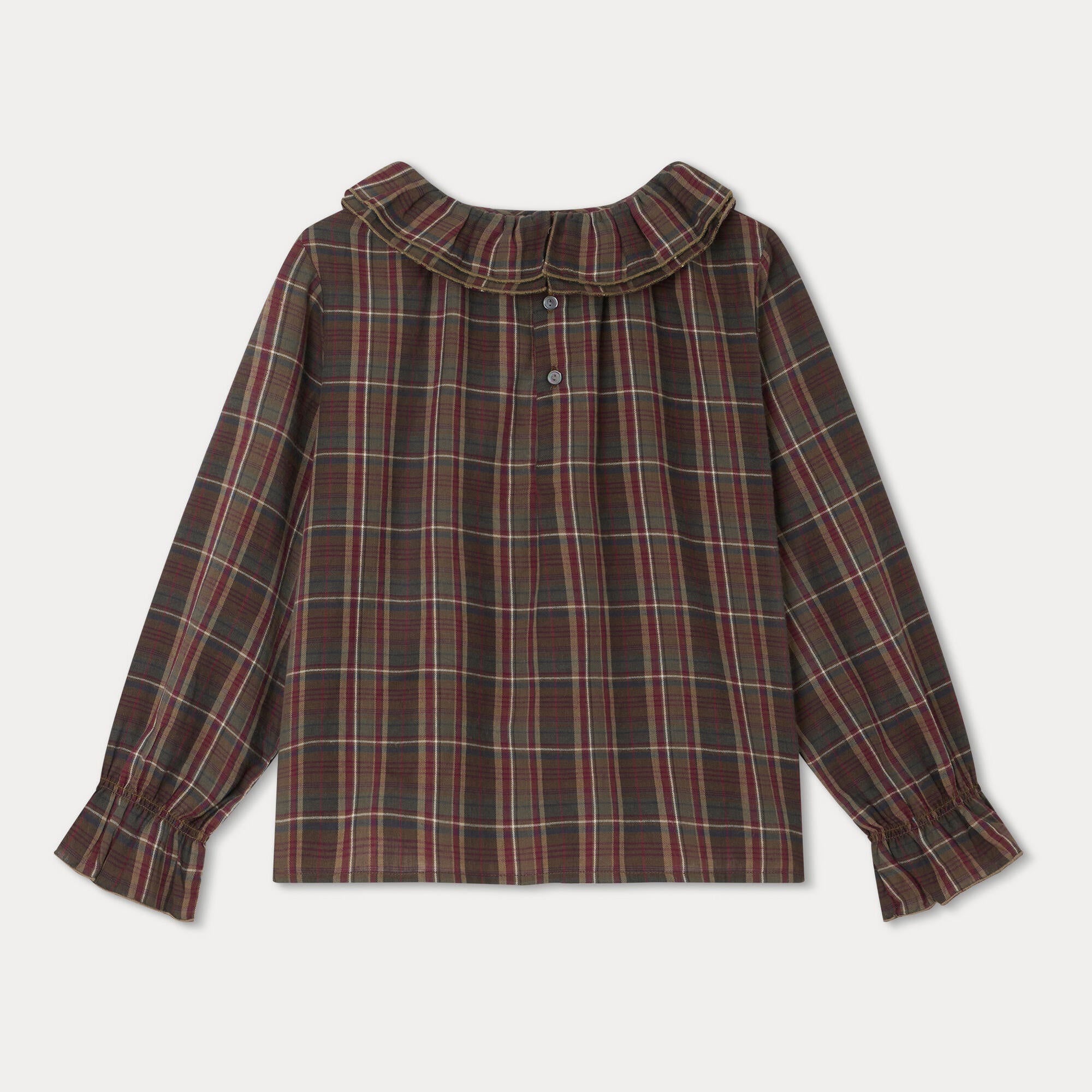 Girls Brown Check Cotton Top