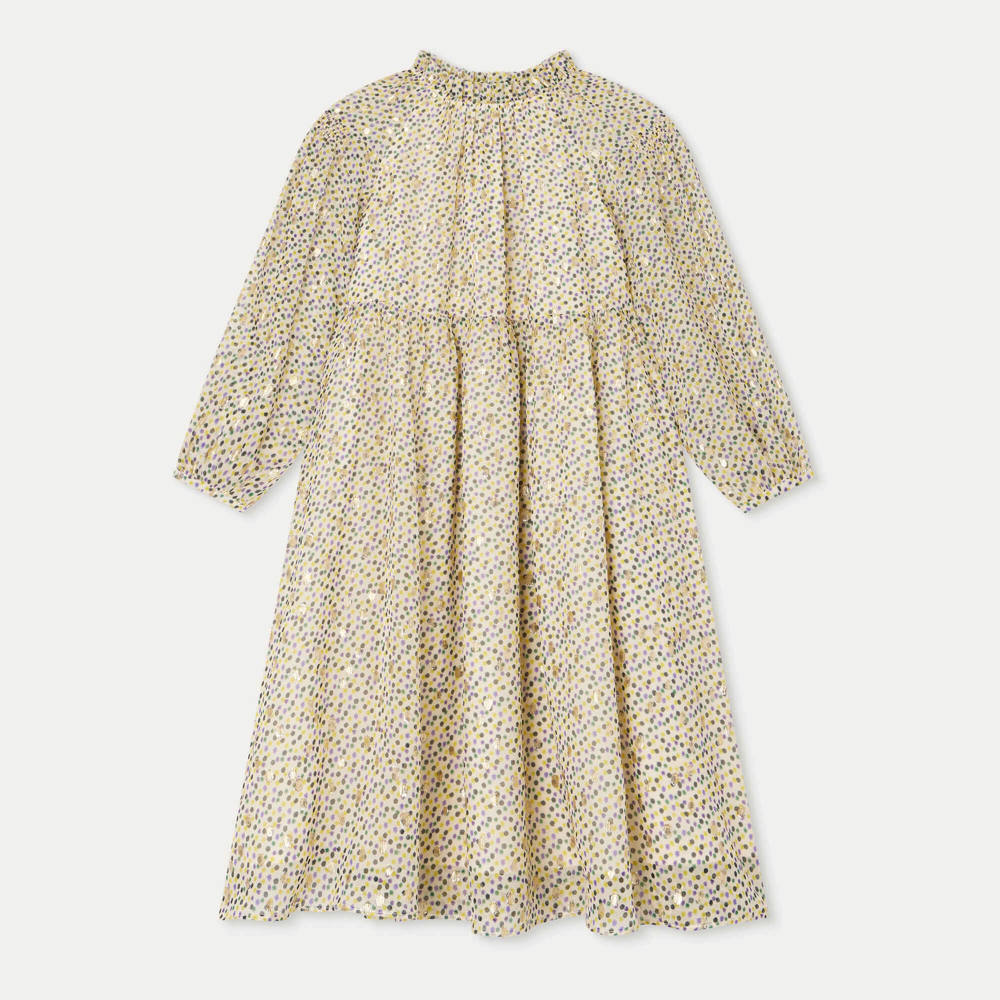 Girls Multicolor Dots Silk Dress