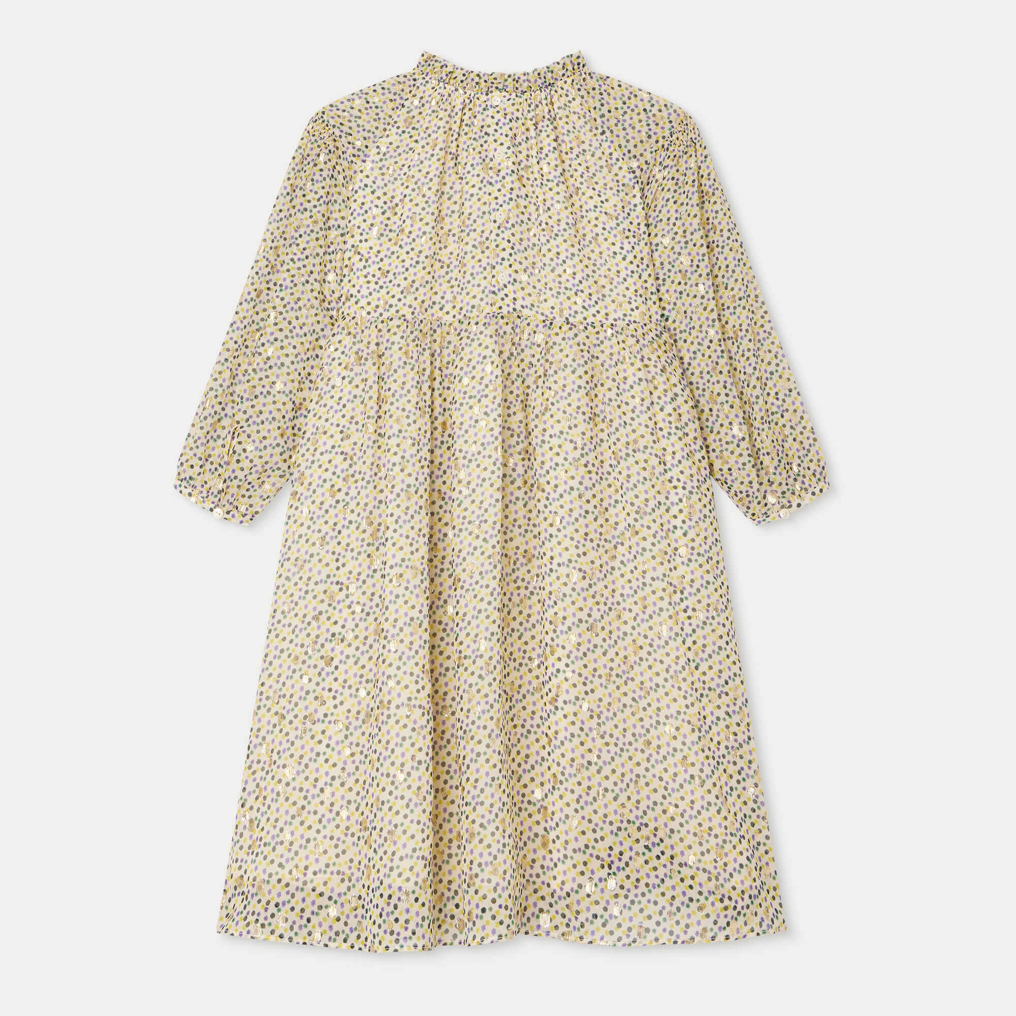 Girls Multicolor Dots Silk Dress