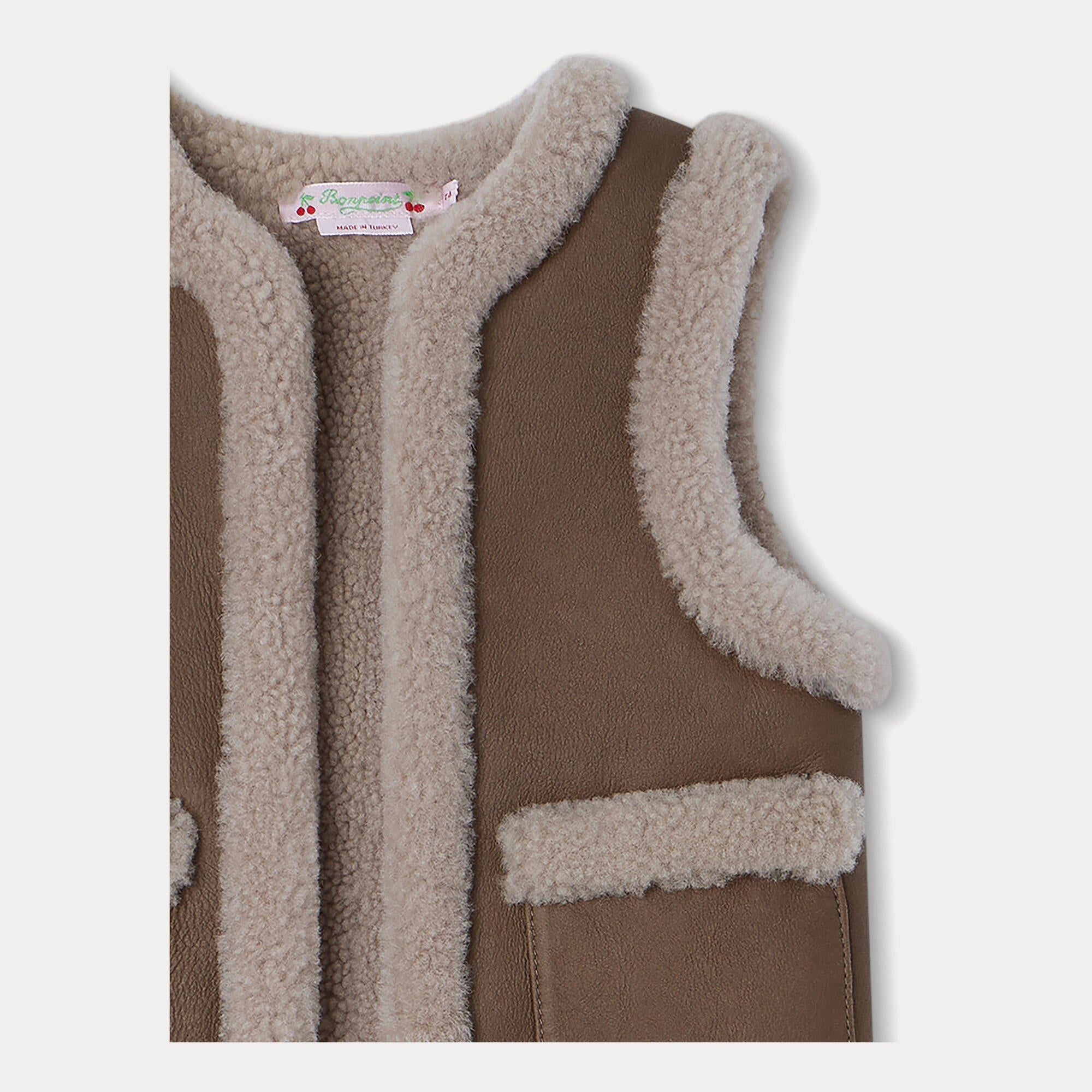 Girls Brown Sheep Skin Gilet