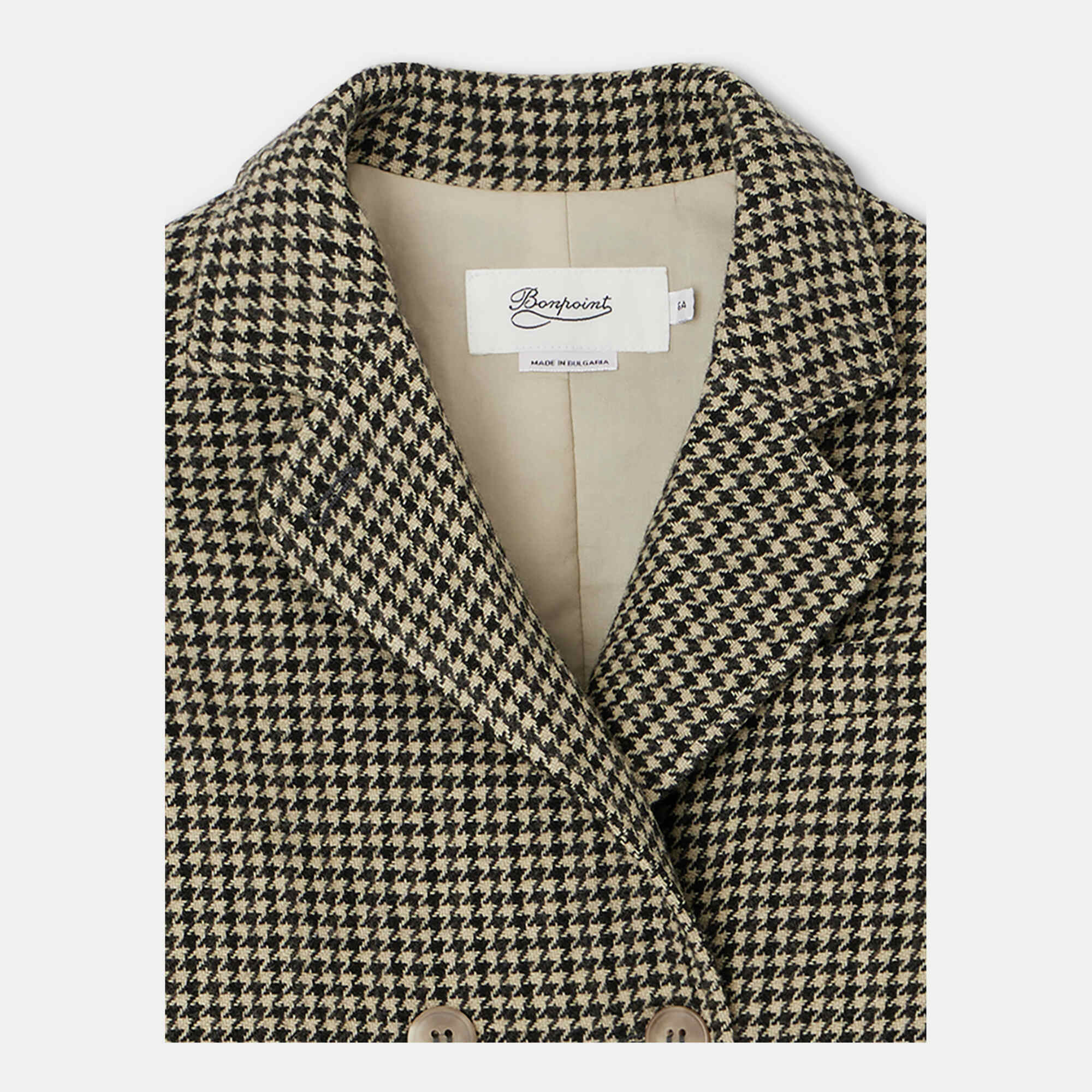 Girls Beige Check Wool Coat