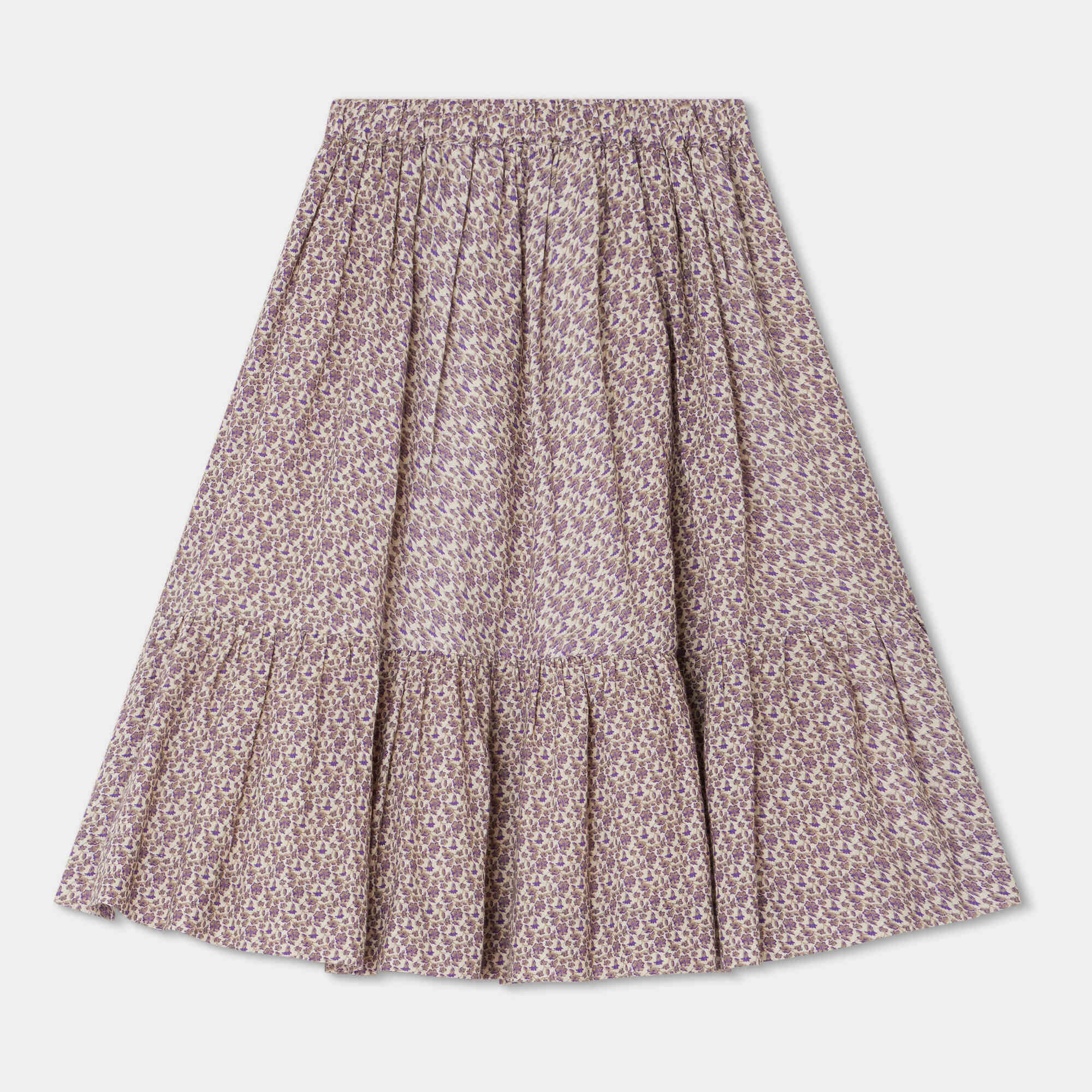 Girls Lilac Floral Cotton Skirt