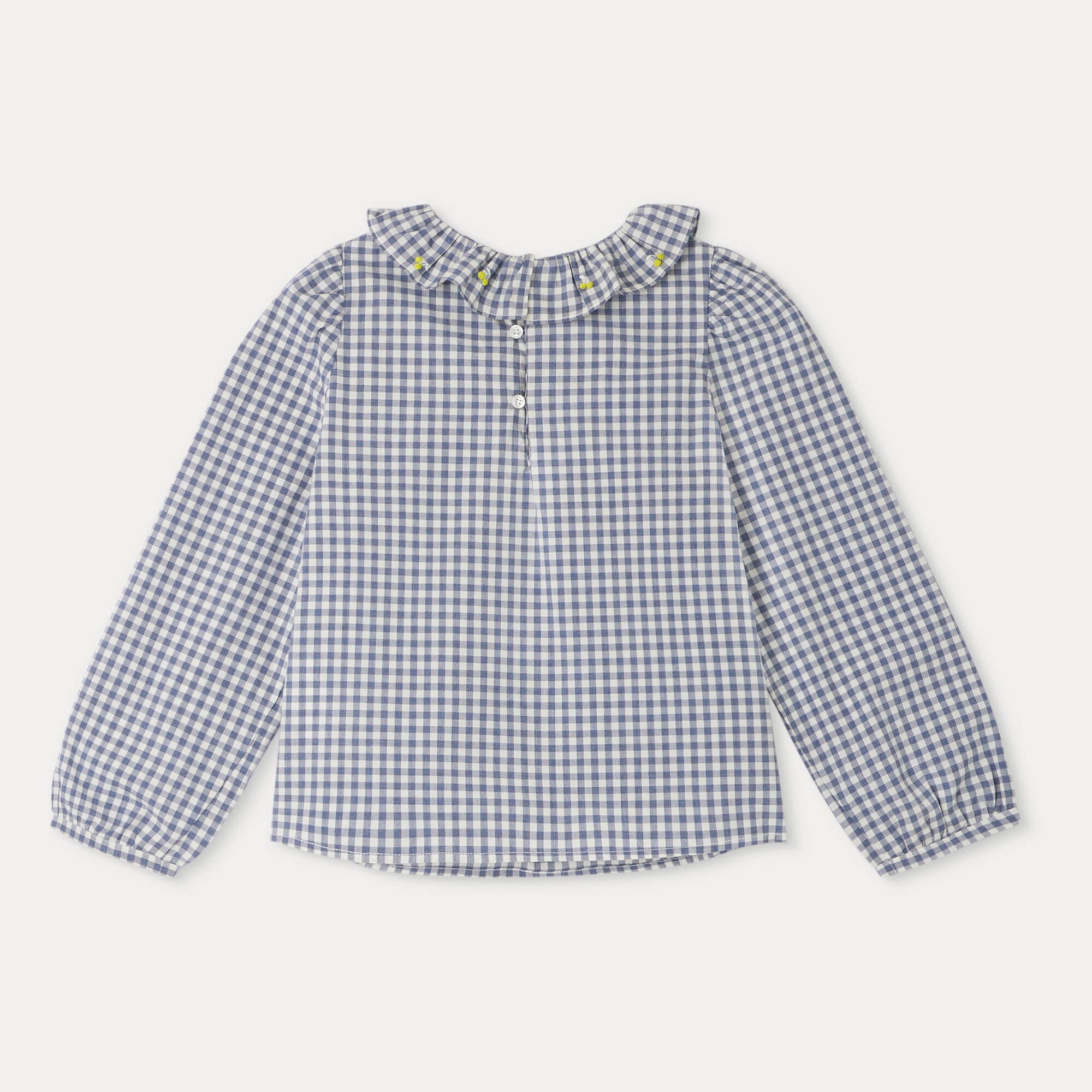 Girls Gray Blue Check Cotton Top