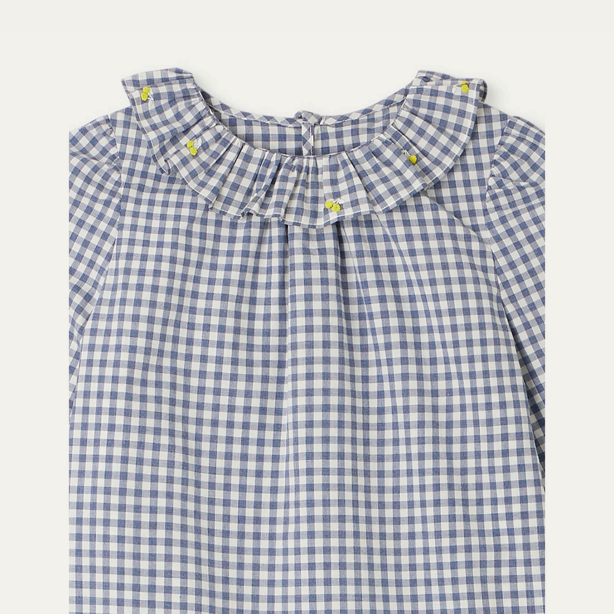 Girls Gray Blue Check Cotton Top