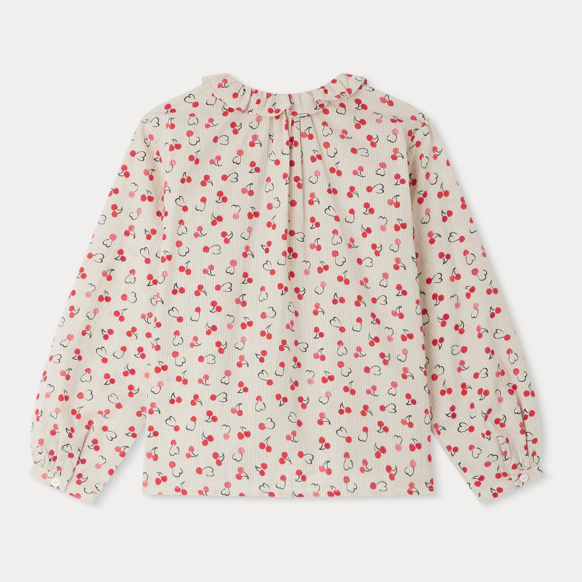 Girls Beige Cherry Cotton Shirt