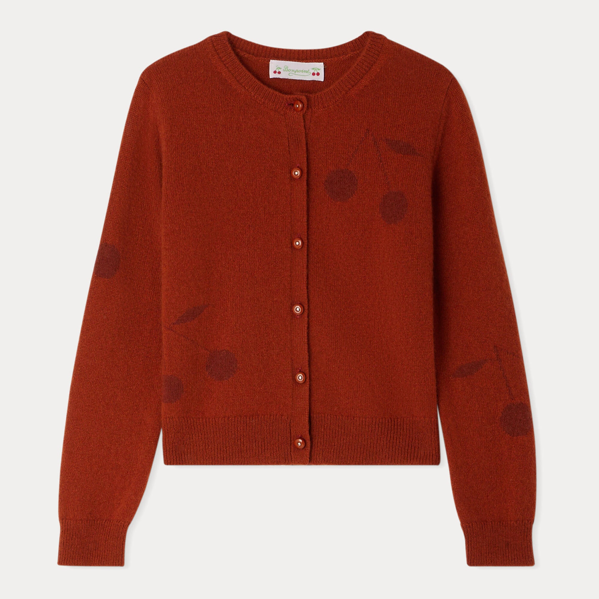 Girls Dark Red Cashmere Cardigan