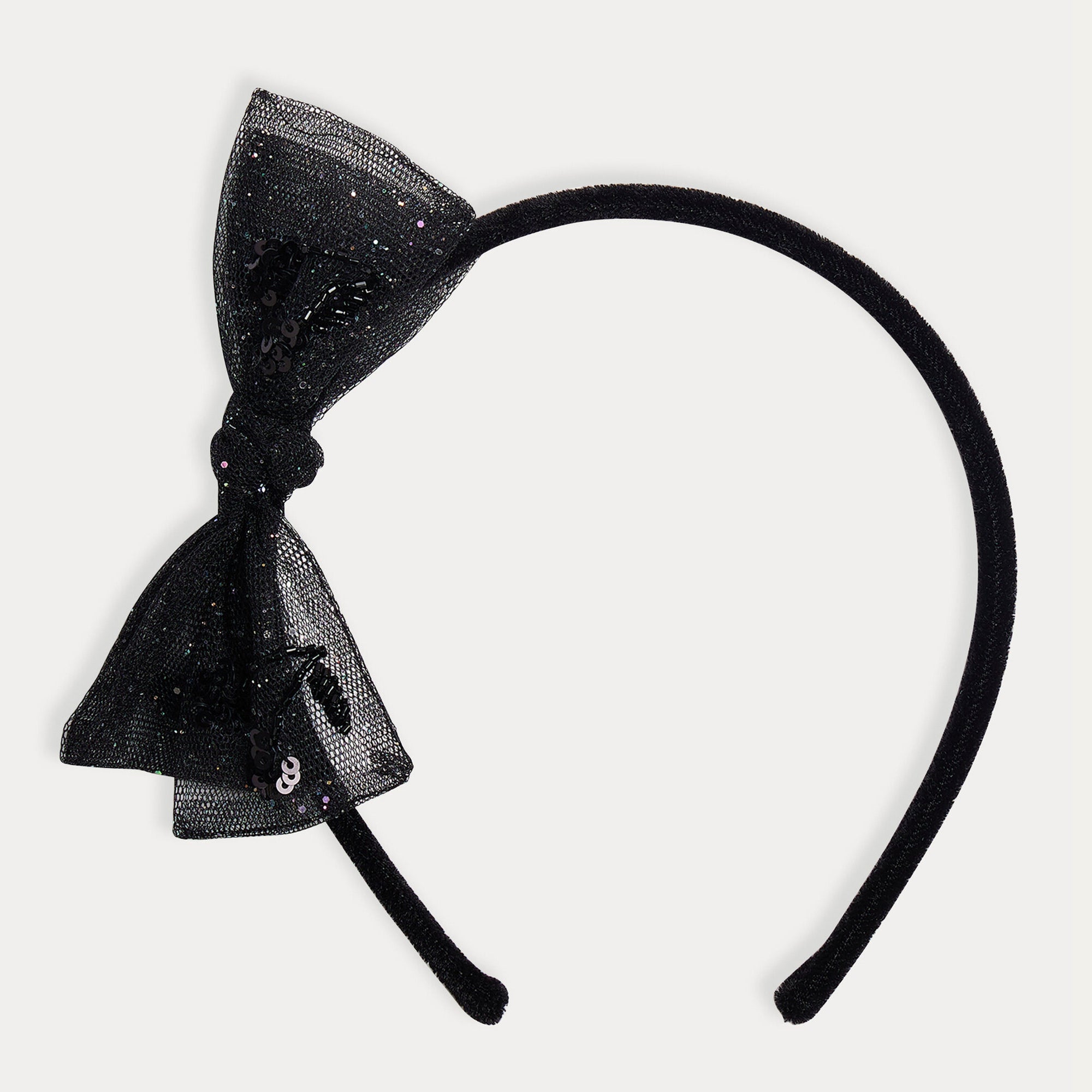 Girls Black Tulle Bow Headband