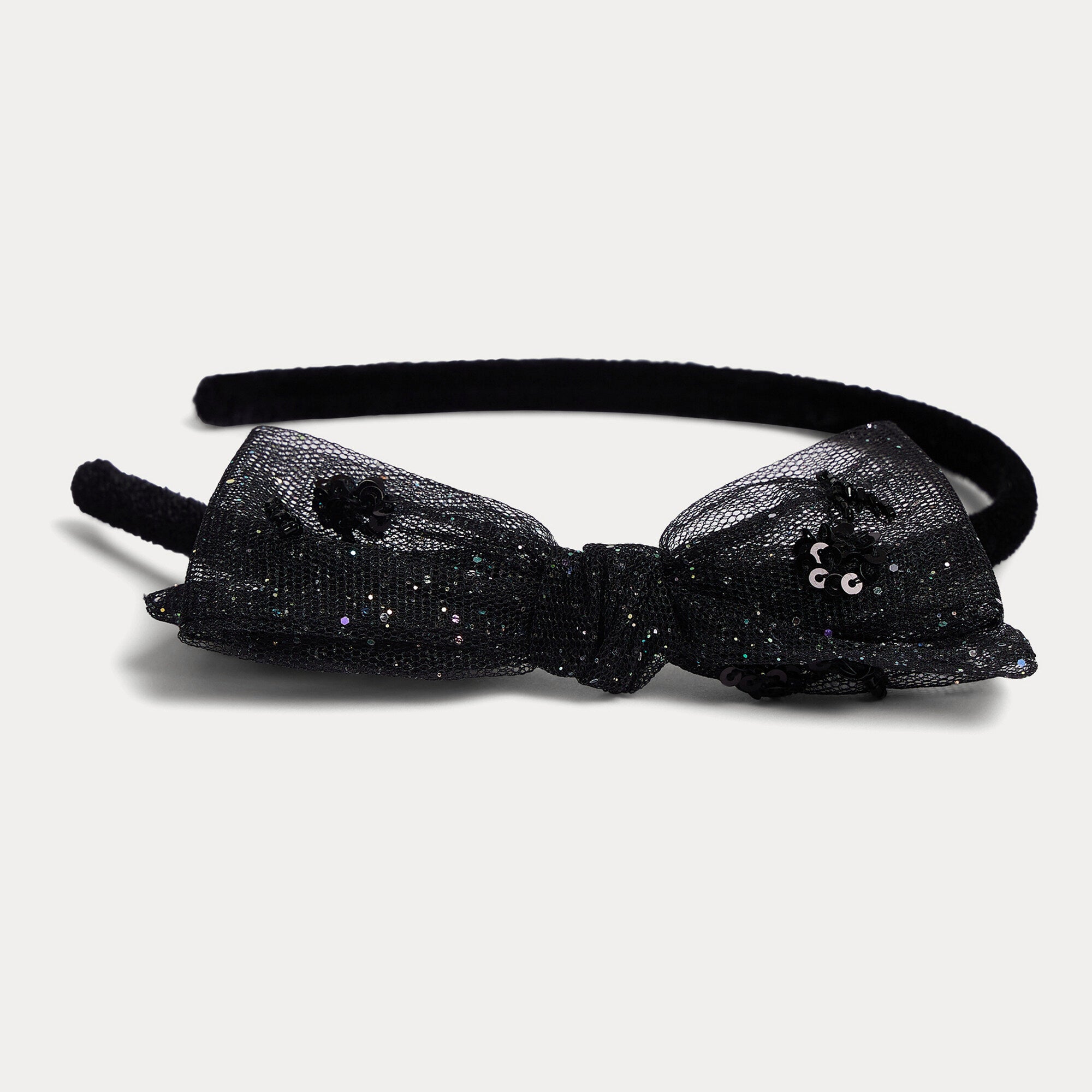 Girls Black Tulle Bow Headband