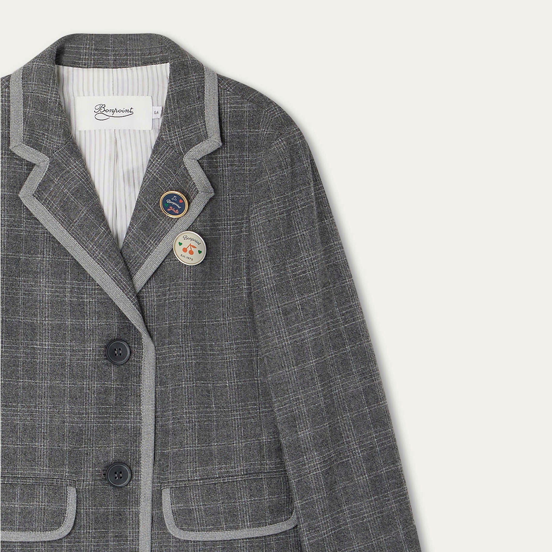 Girls Grey Check Suit Coat