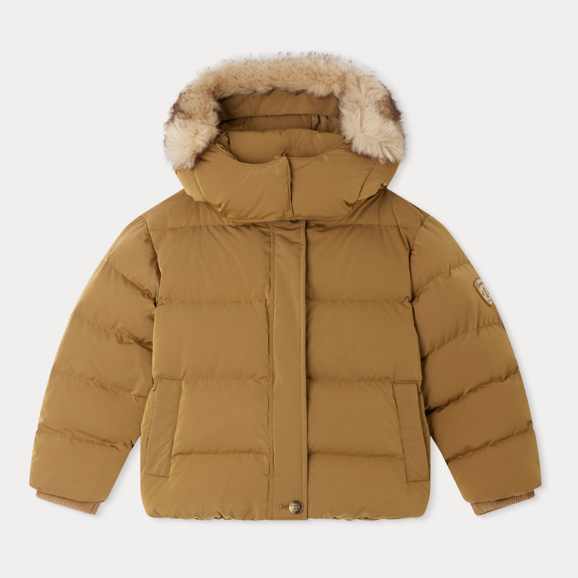 Girls Brown Padded Down Jacket