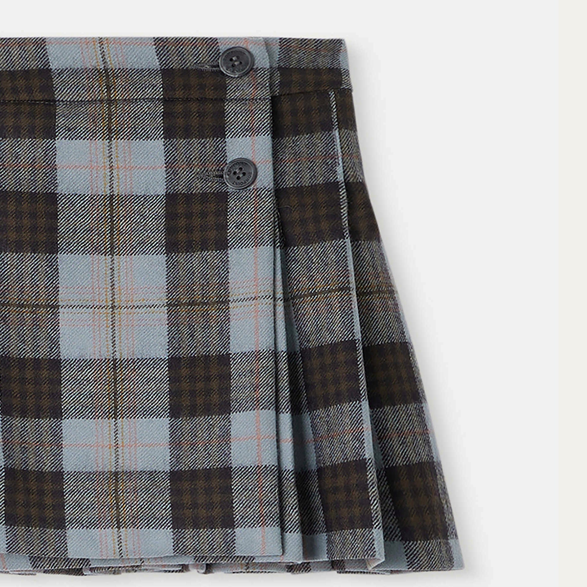 Girls Grey Check Wool Skirt
