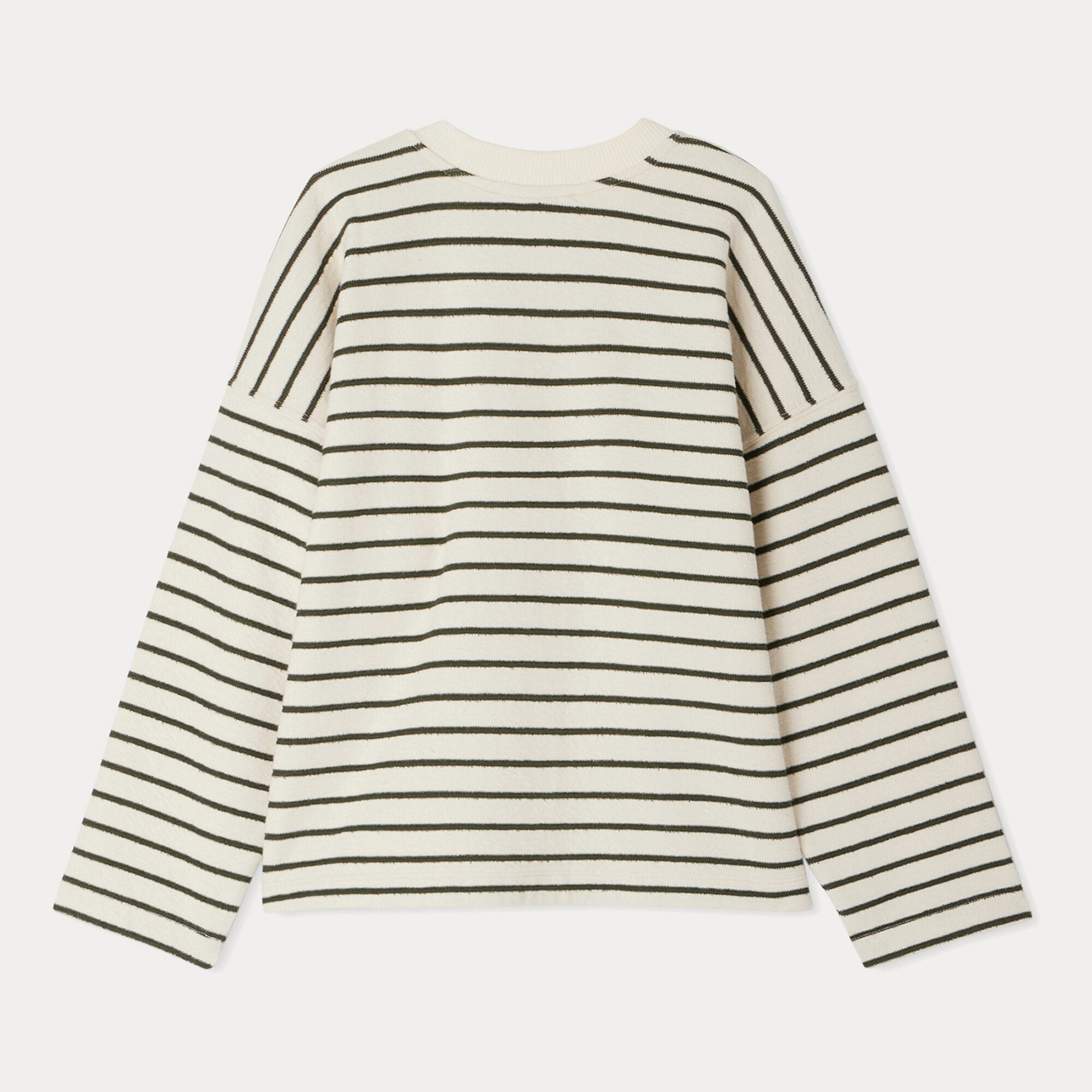 Girls White Stripes Cotton Sweatshirt