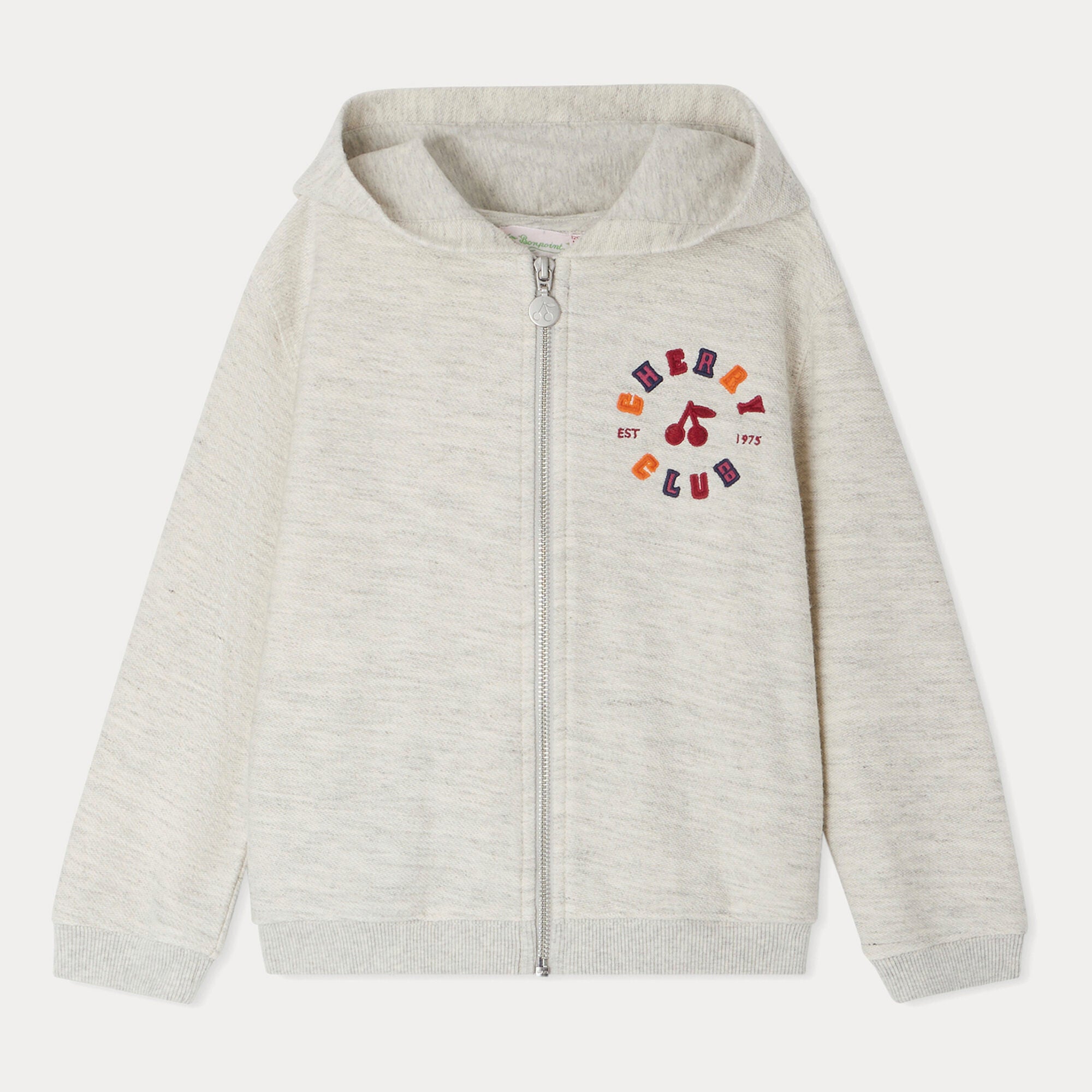 Girls Beige Cotton Zip-Up Top