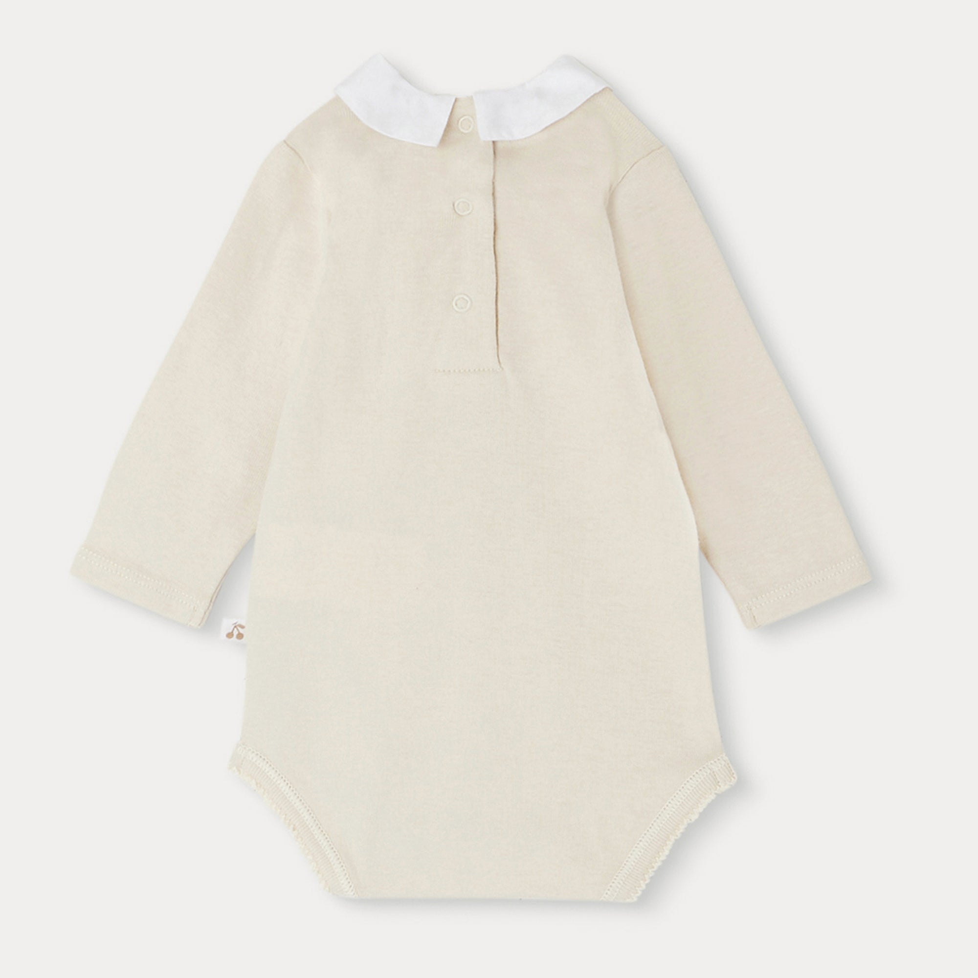 Baby Boys & Girls Beige Cotton Babysuit