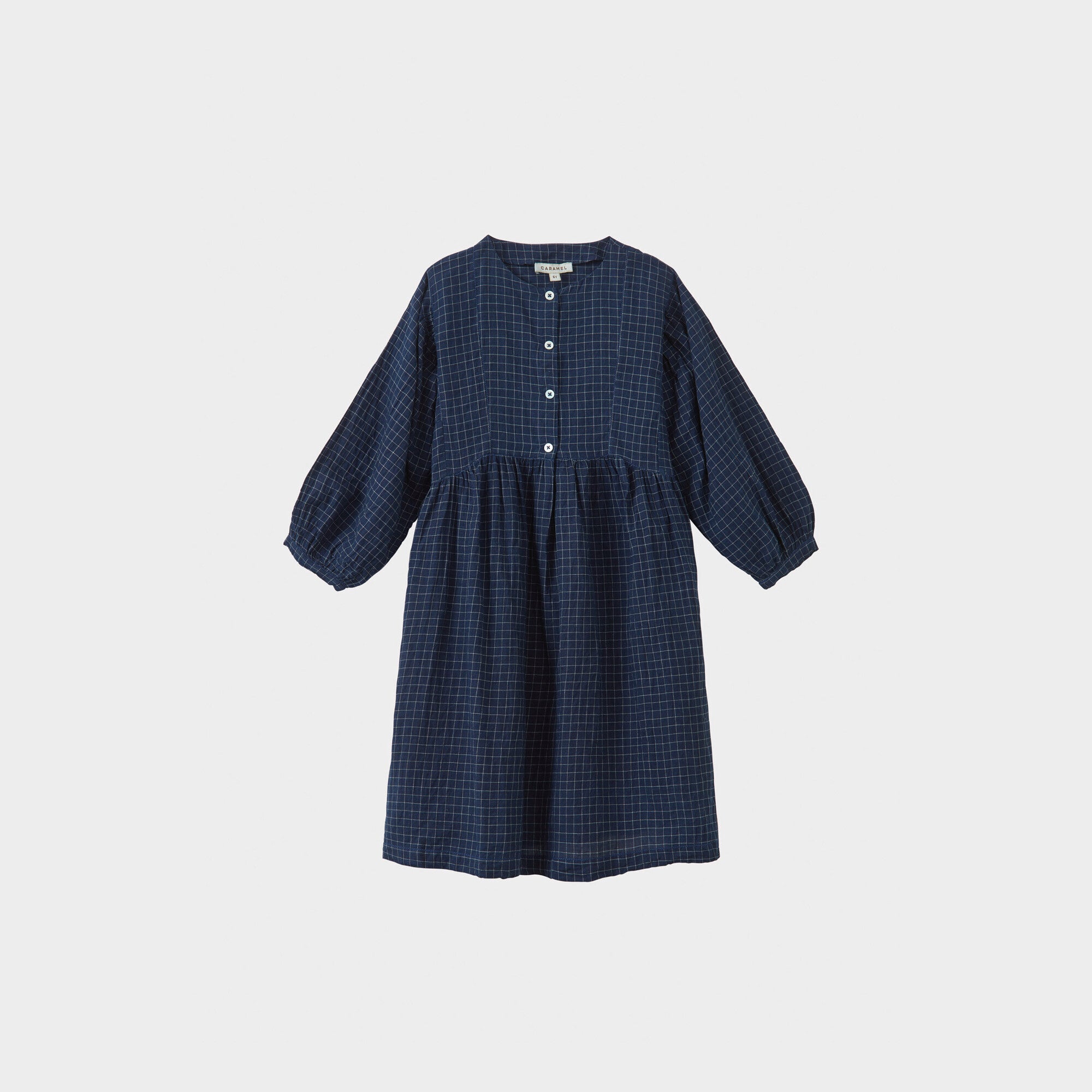 Girls Navy Check Cotton Dress