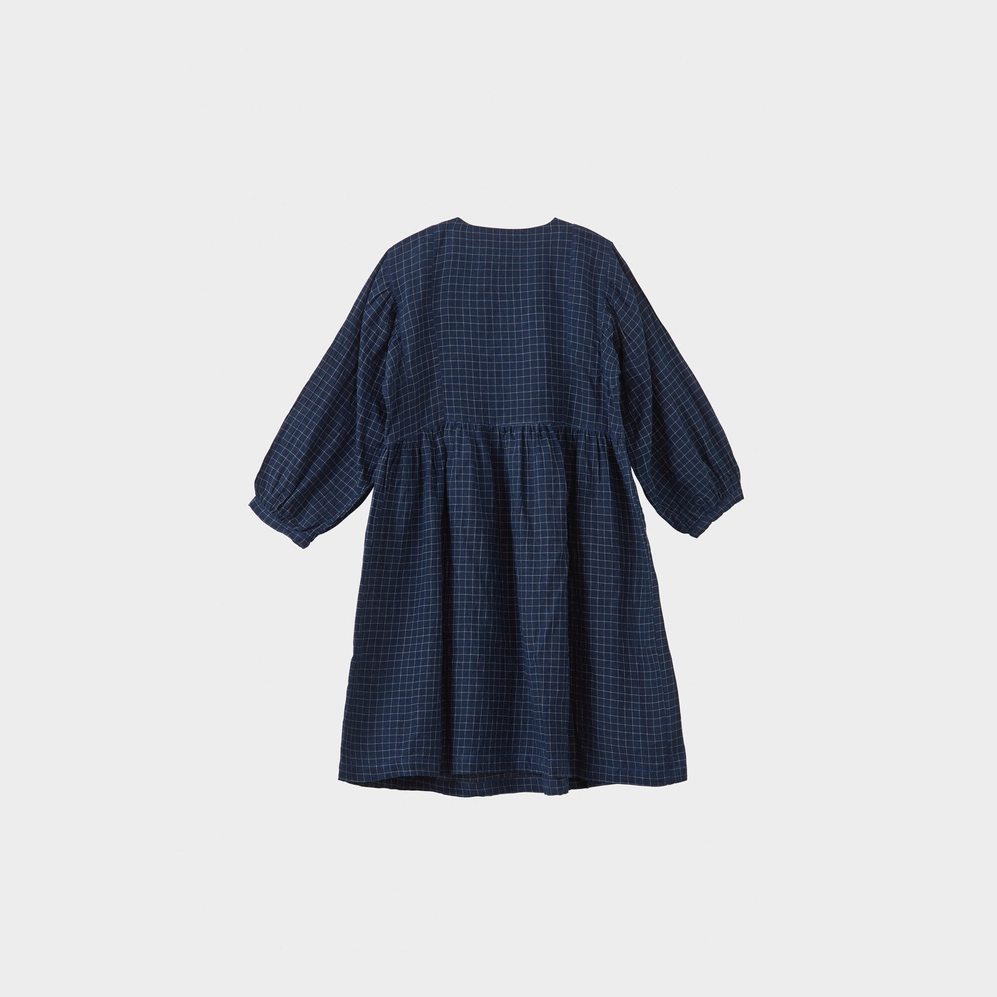 Girls Navy Check Cotton Dress