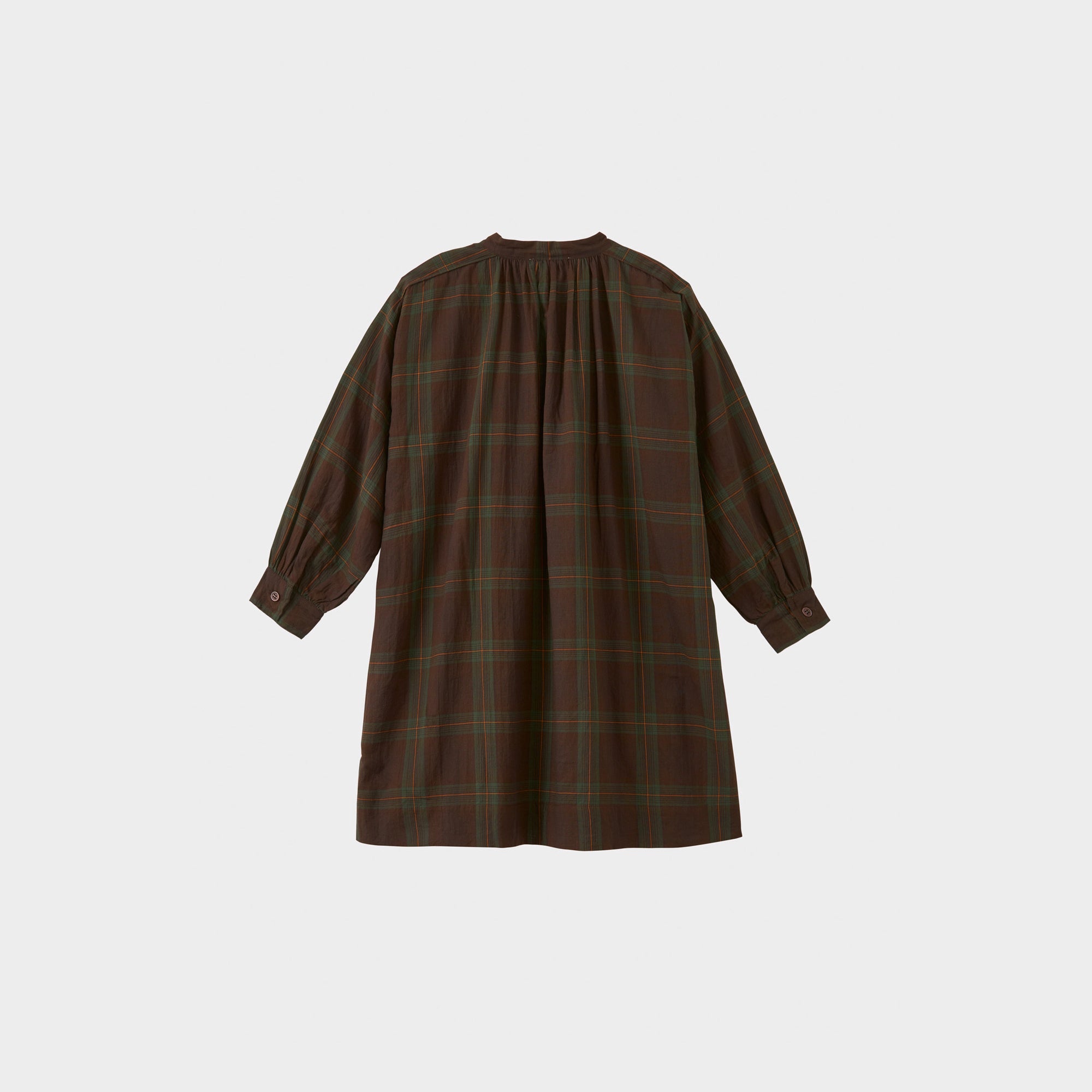 Girls Brown Check Cotton Dress