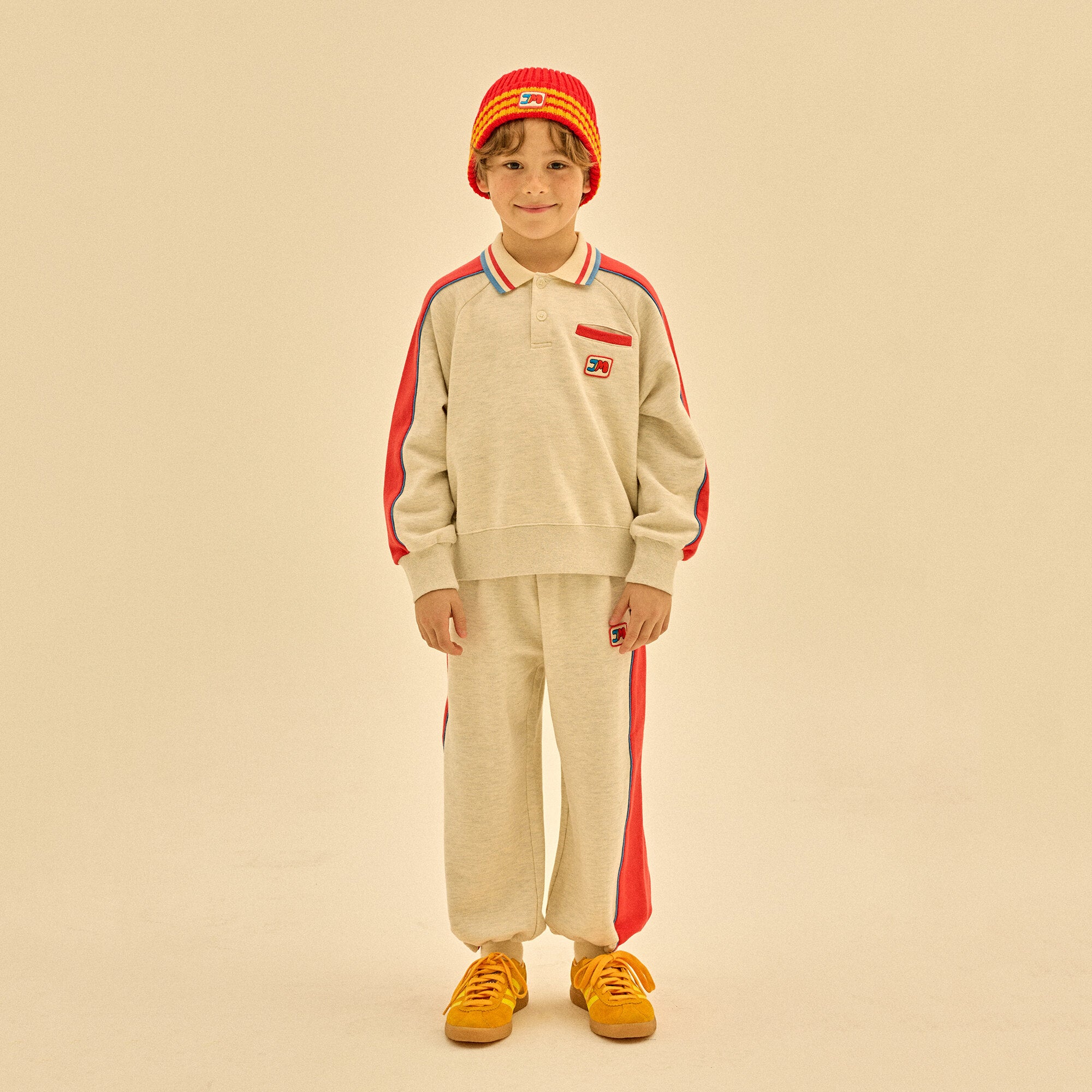 Boys & Girls Oatmeal Cotton Polo Shirt