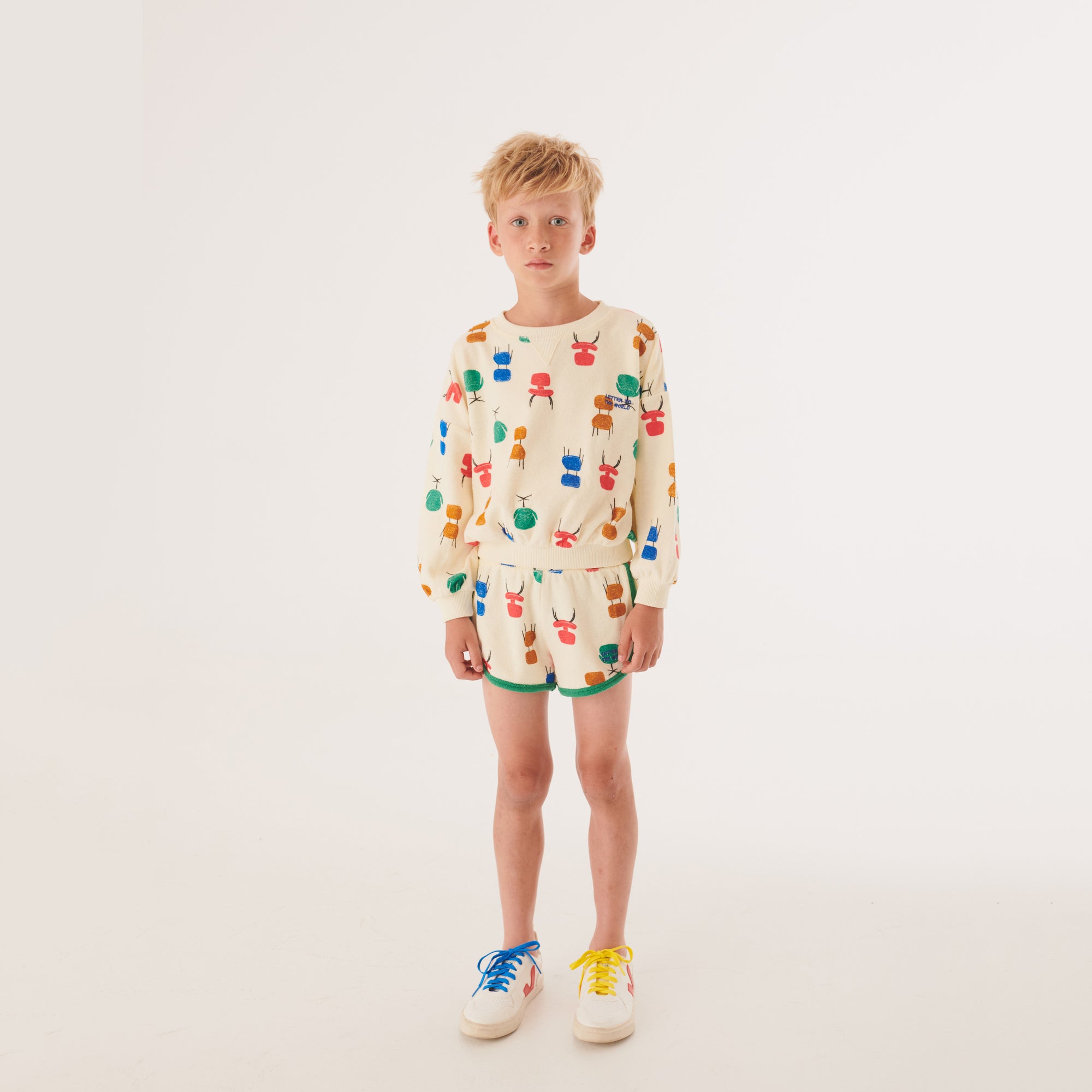 Boys & Girls White Printed Cotton Shorts