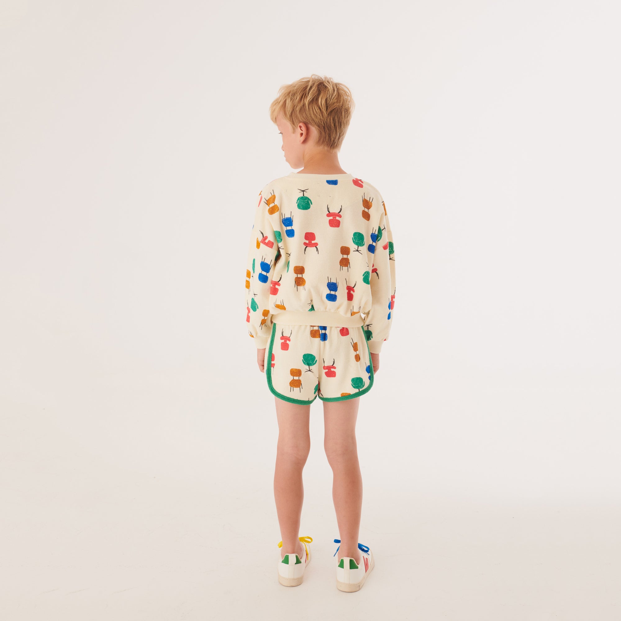 Boys & Girls White Printed Cotton Shorts