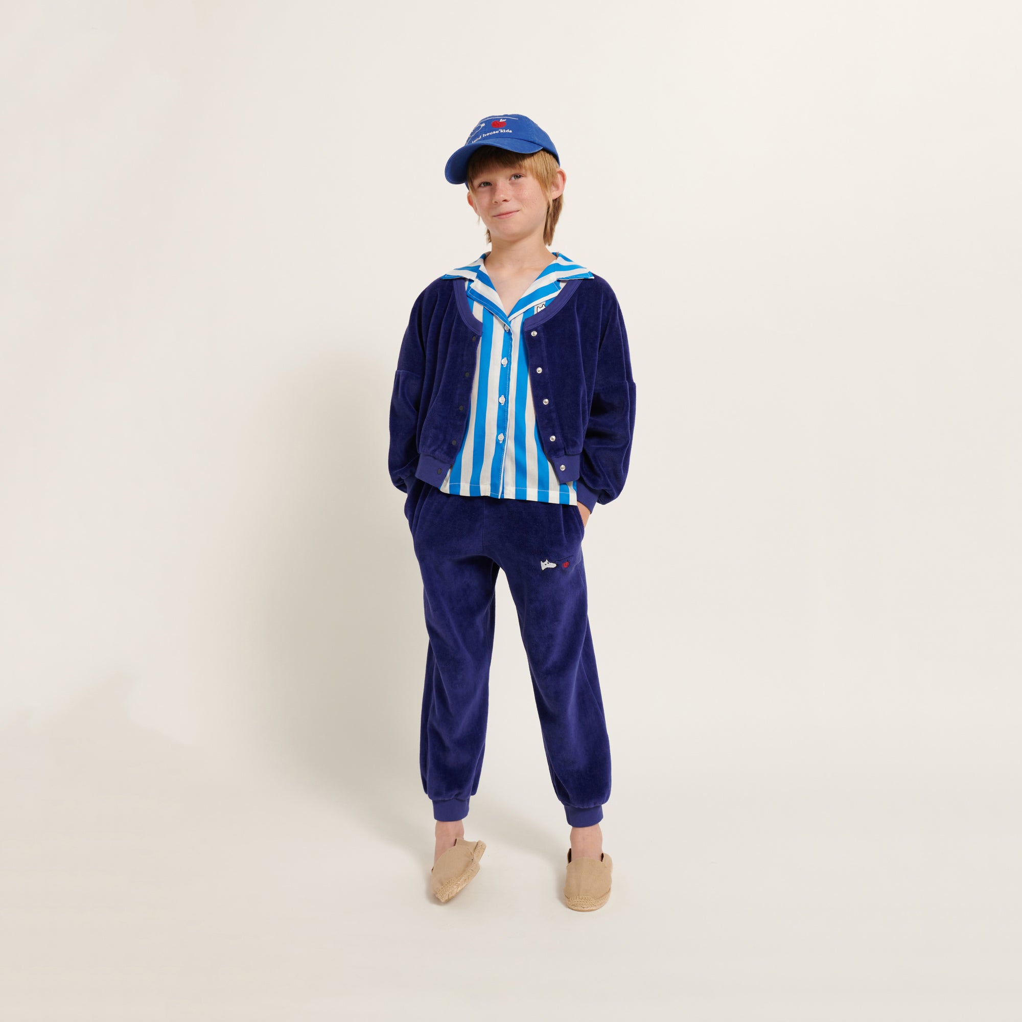 Boys & Girls Blue Velvet Cardigan