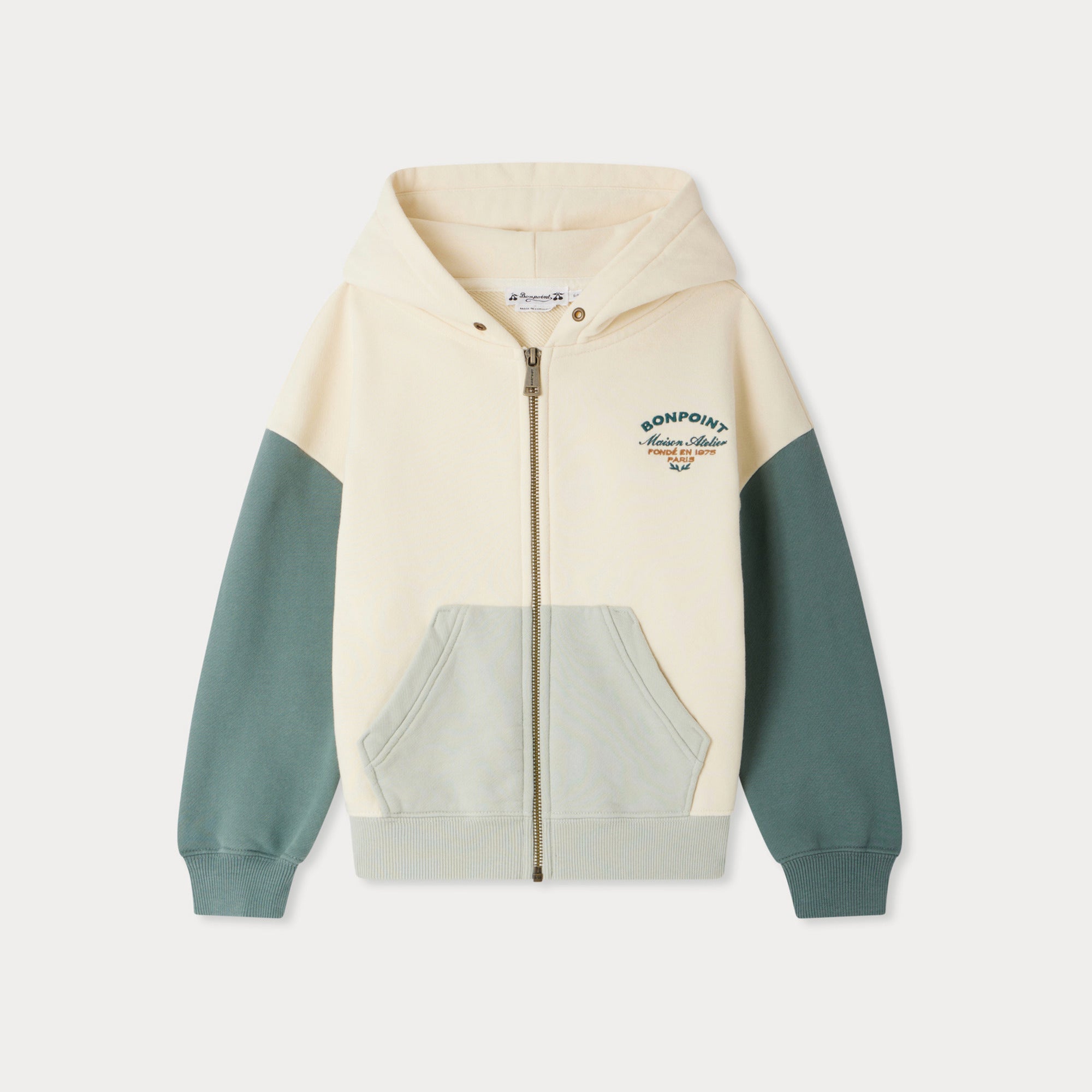 Boys Ivory Cotton Zip-Up Top